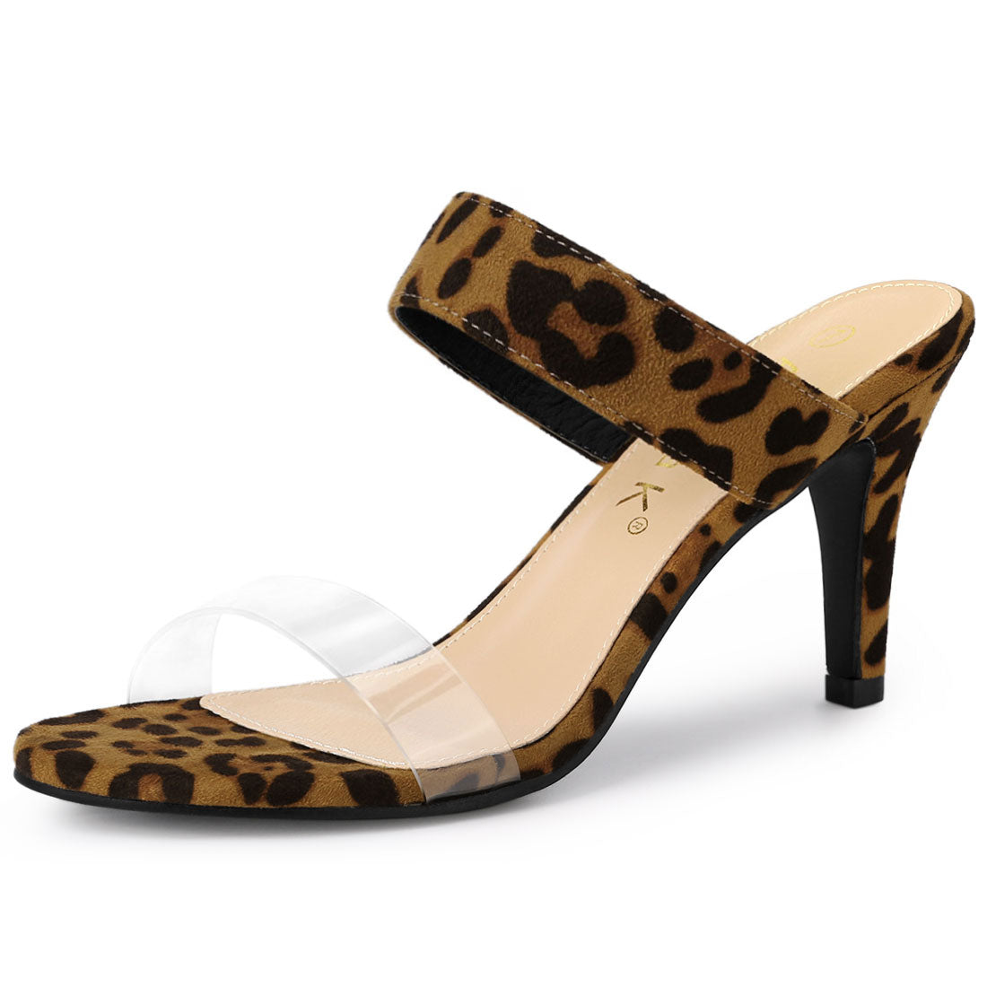 Sandalias de tacón de aguja con tiras transparentes para mujer