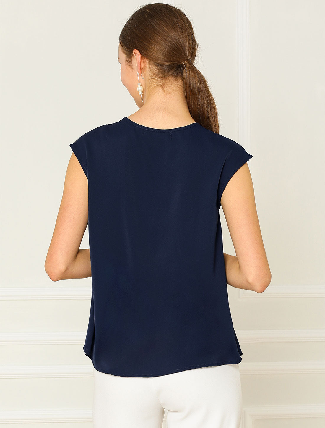 Women's Ruffled Sleeveless Blouse Chiffon Top