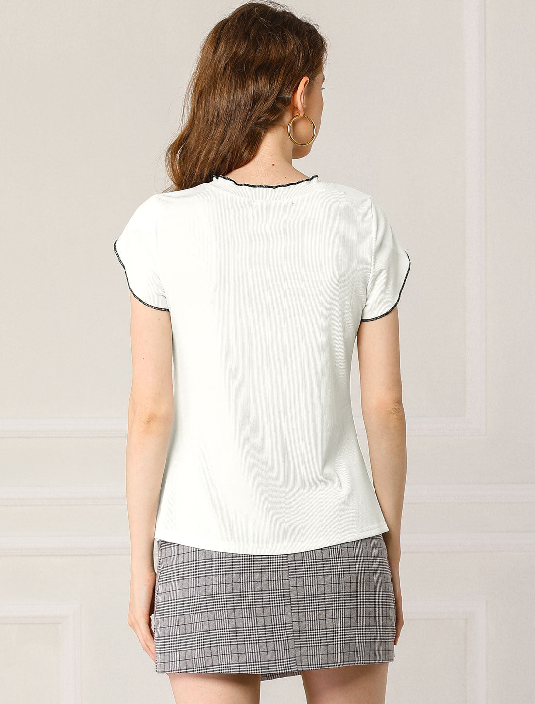 Women's Summer Tulip Sleeve Round Neck Knit Top