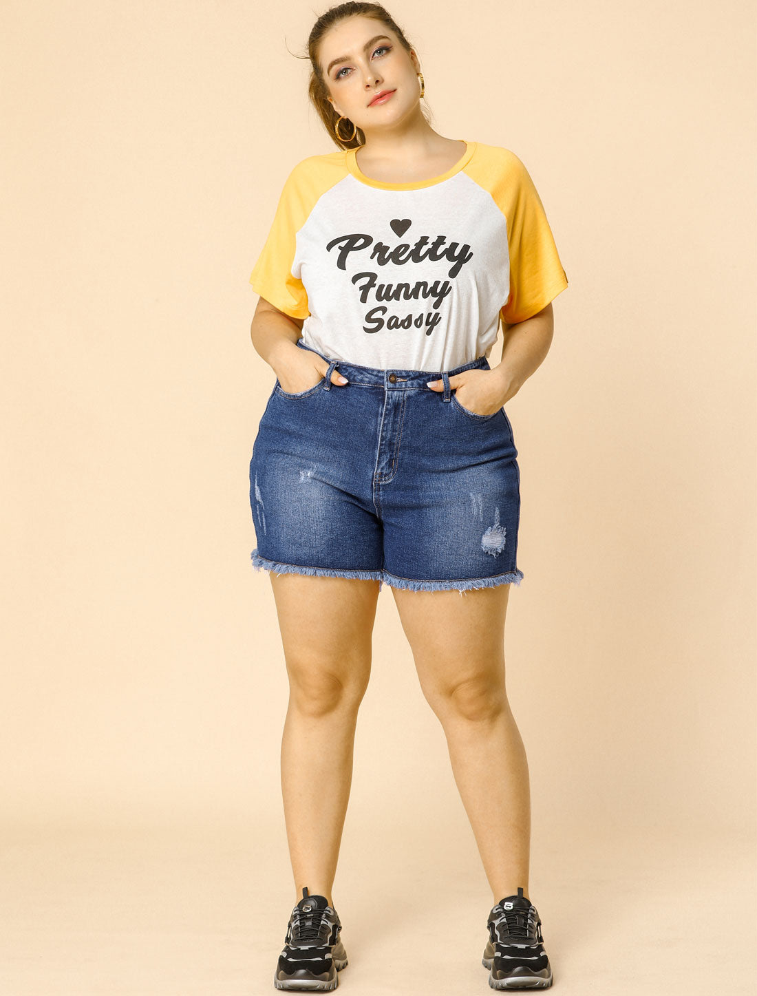 Women's High Waisted Ripped Stretchy Plus Size Denim Hot Short Summer Jean Shorts