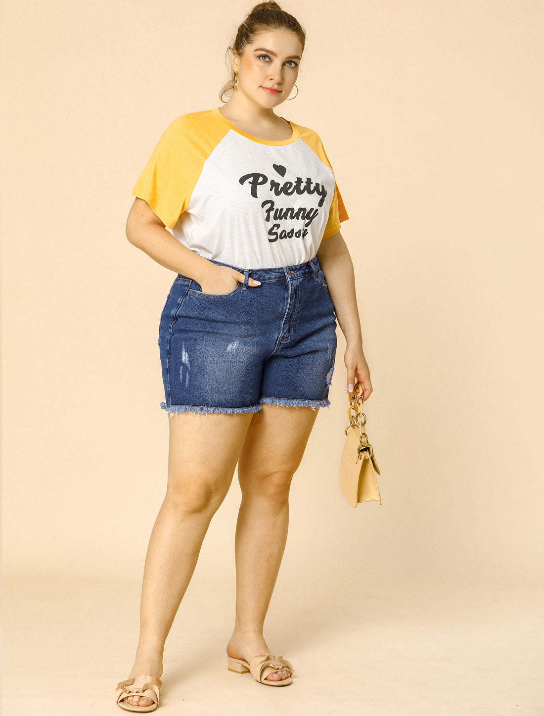 Women's High Waisted Ripped Stretchy Plus Size Denim Hot Short Summer Jean Shorts