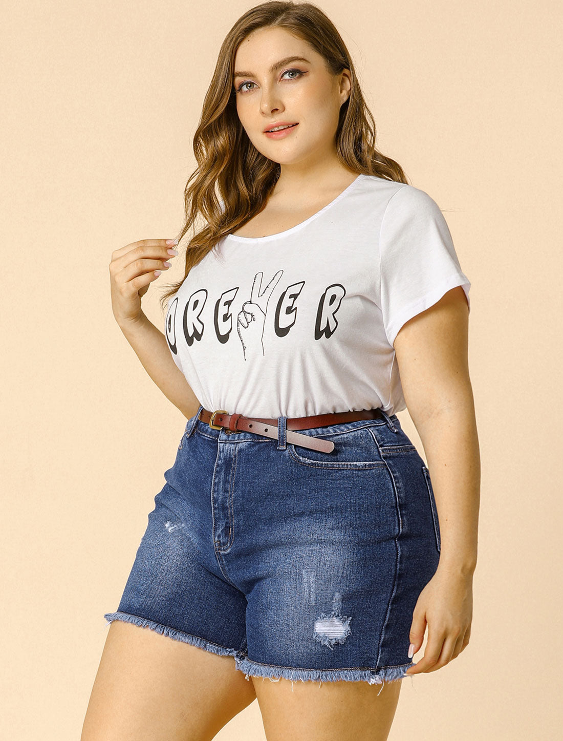 Women's High Waisted Ripped Stretchy Plus Size Denim Hot Short Summer Jean Shorts