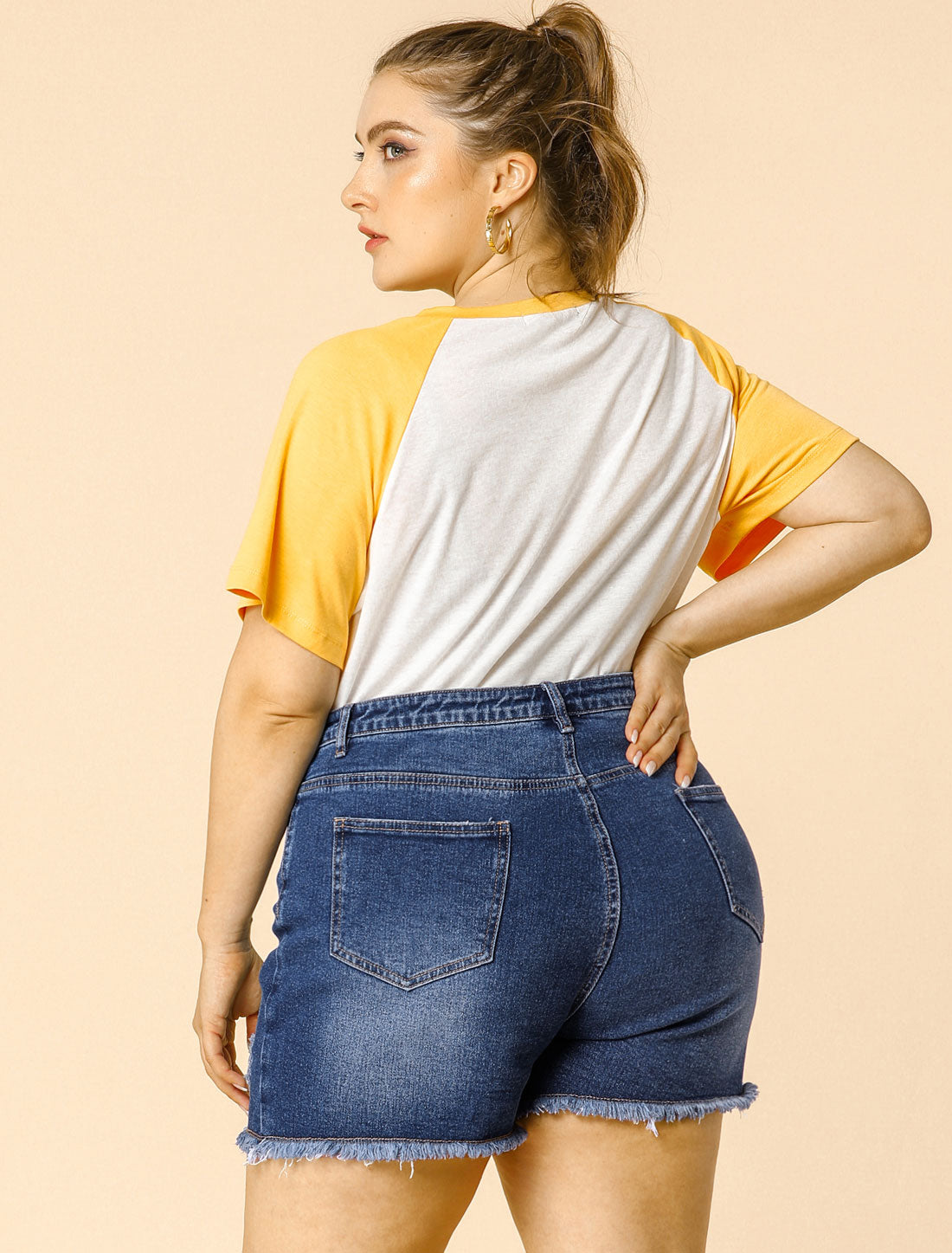 Women's High Waisted Ripped Stretchy Plus Size Denim Hot Short Summer Jean Shorts