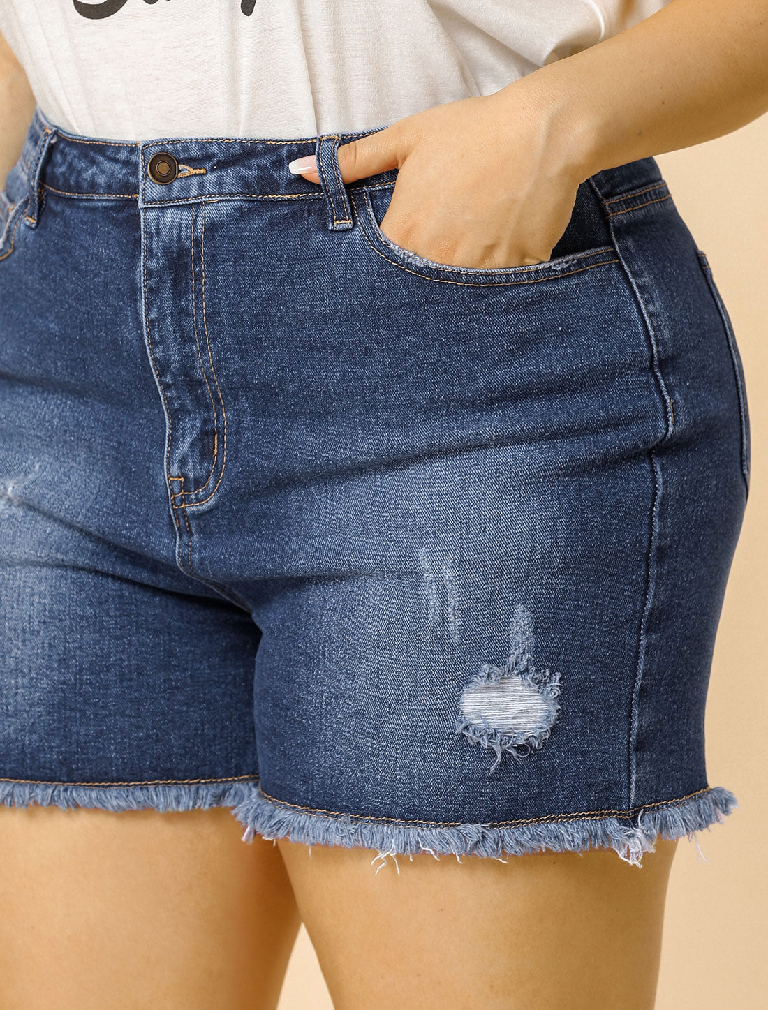 Women's High Waisted Ripped Stretchy Plus Size Denim Hot Short Summer Jean Shorts