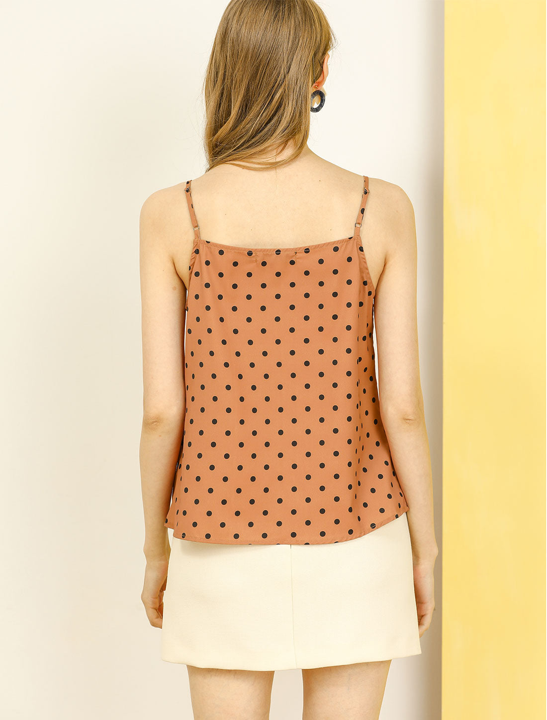 Women's Summer Cami Polka Dots Casual Sleeveless Spaghetti Strap Tank Top