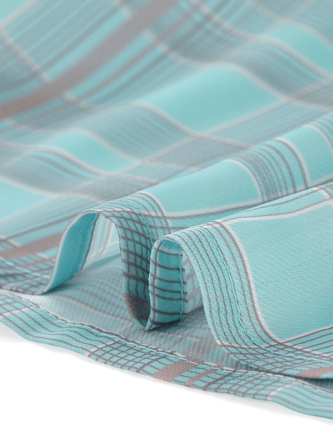 Women's Tulip Sleeve Side Bow Tie Decor Choker Neck Summer Casual Chiffon Plaid Blouse