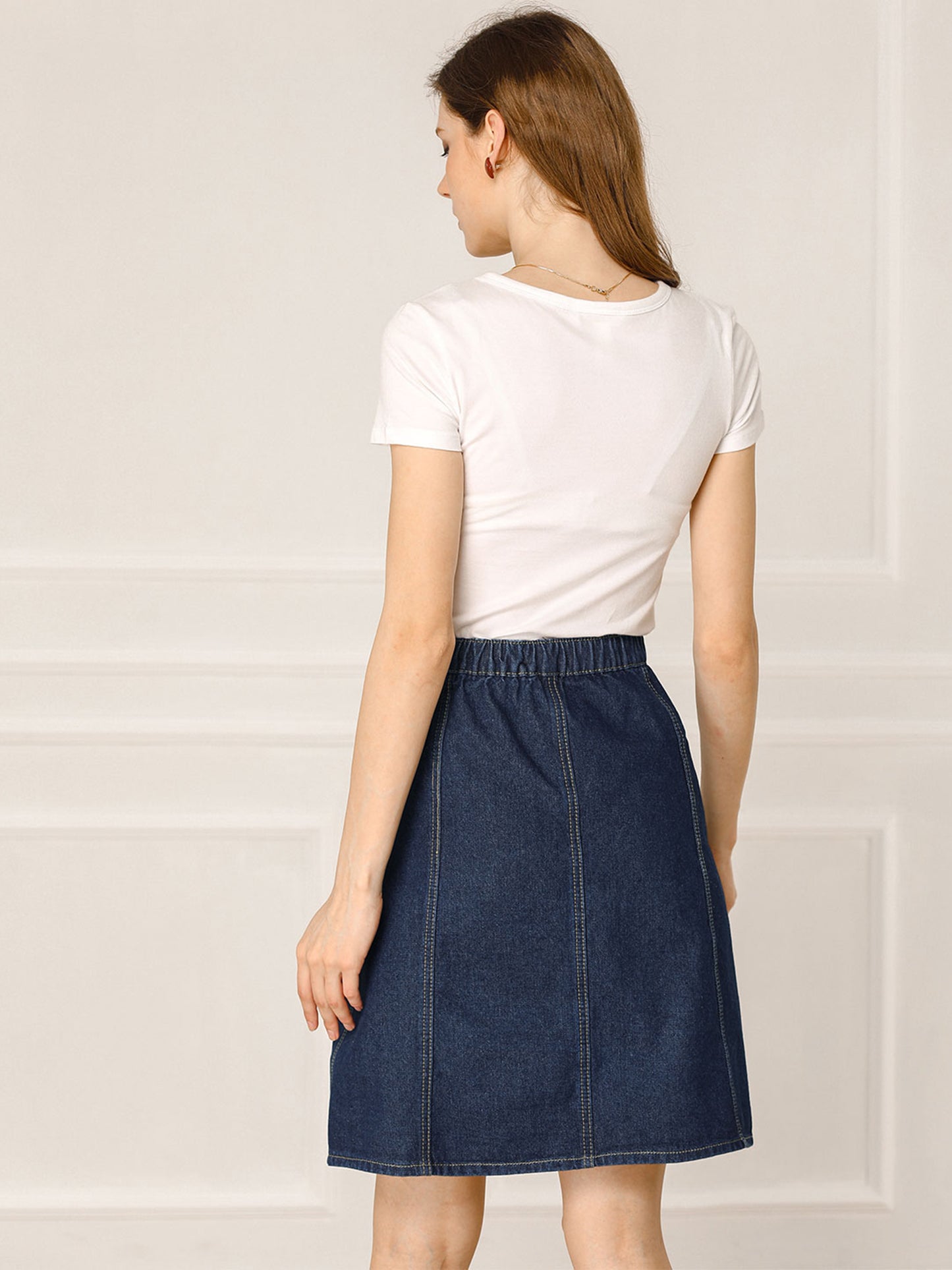 Women's Denim Skirts Summer Casual A-Line Short Button Down Jean Skirt (Available in Plus Size)