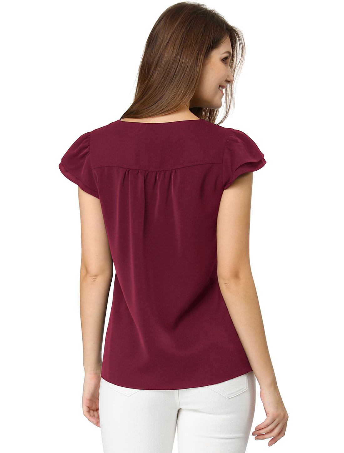 Women's Cap Sleeve Top Work Business Casual Plain Blouse