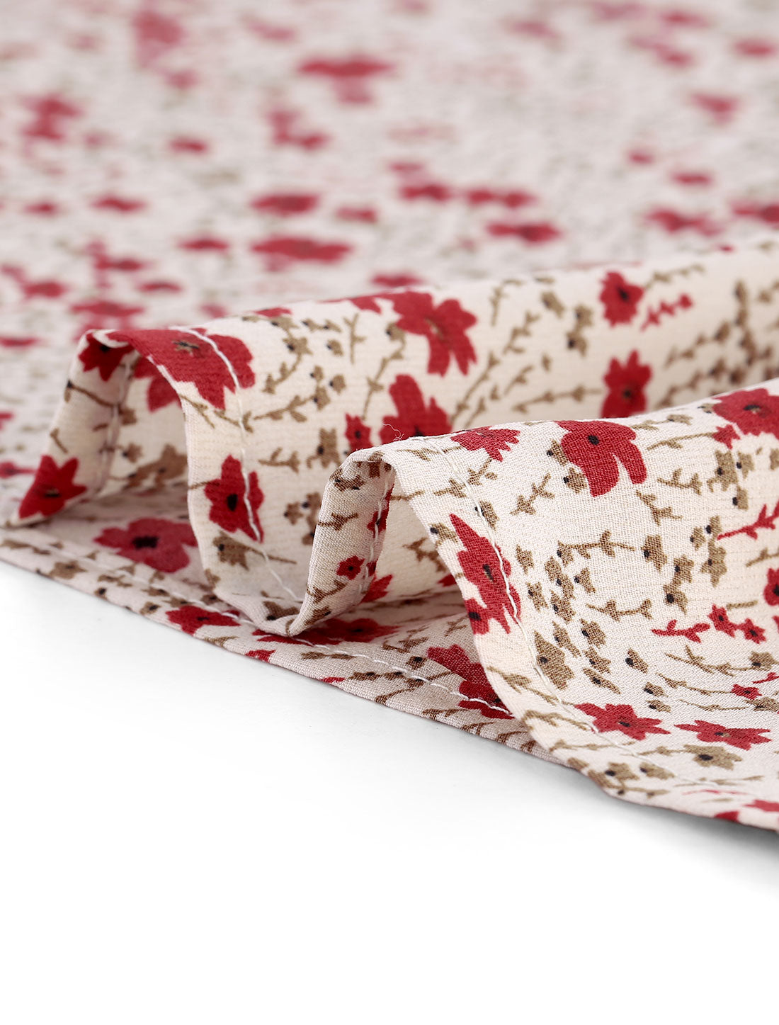 Women's Lace Trim Stand Collar Long Sleeves Floral Blouse Top