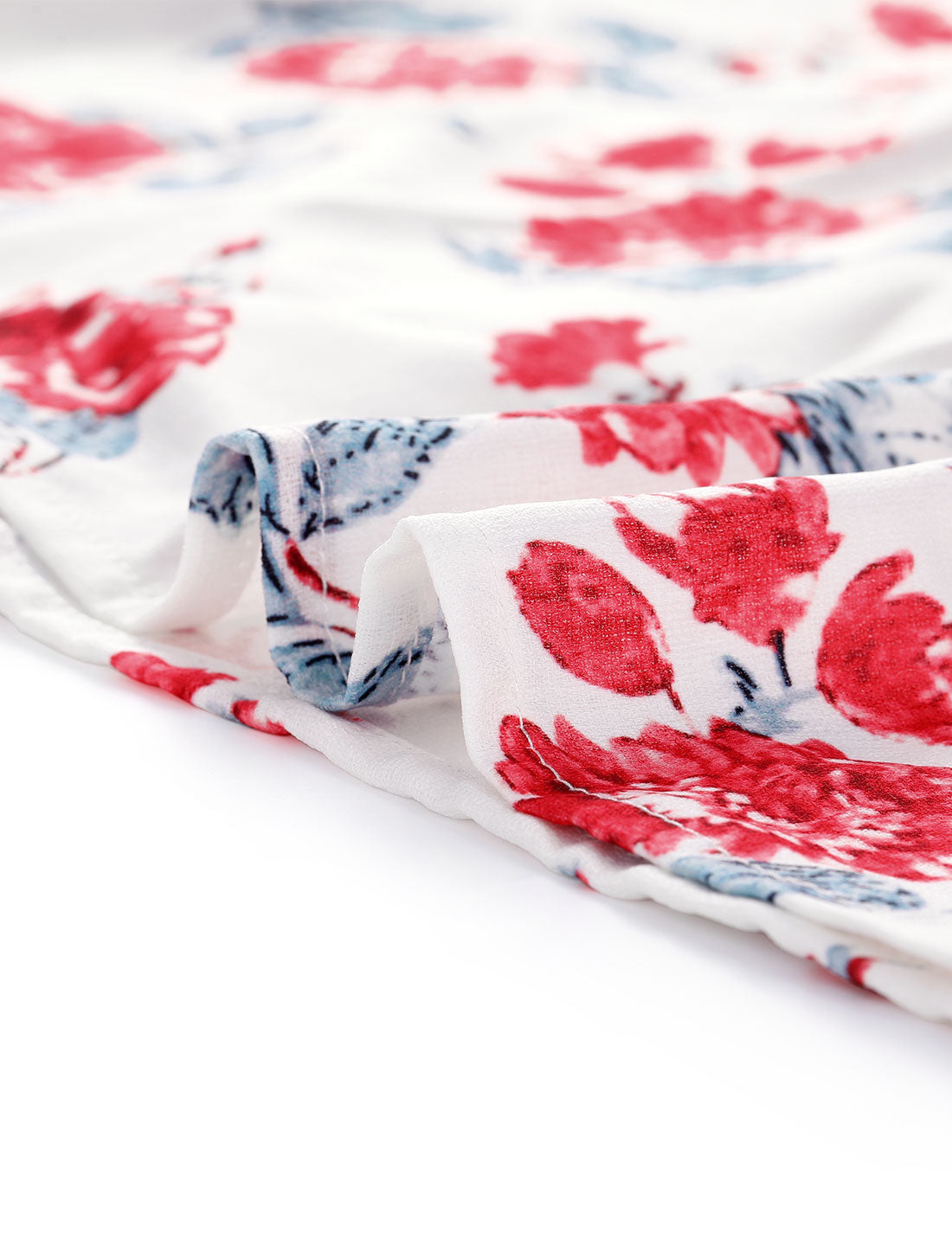 Women's Button Down Floral Long Sleeve Point Collar Shirt Top