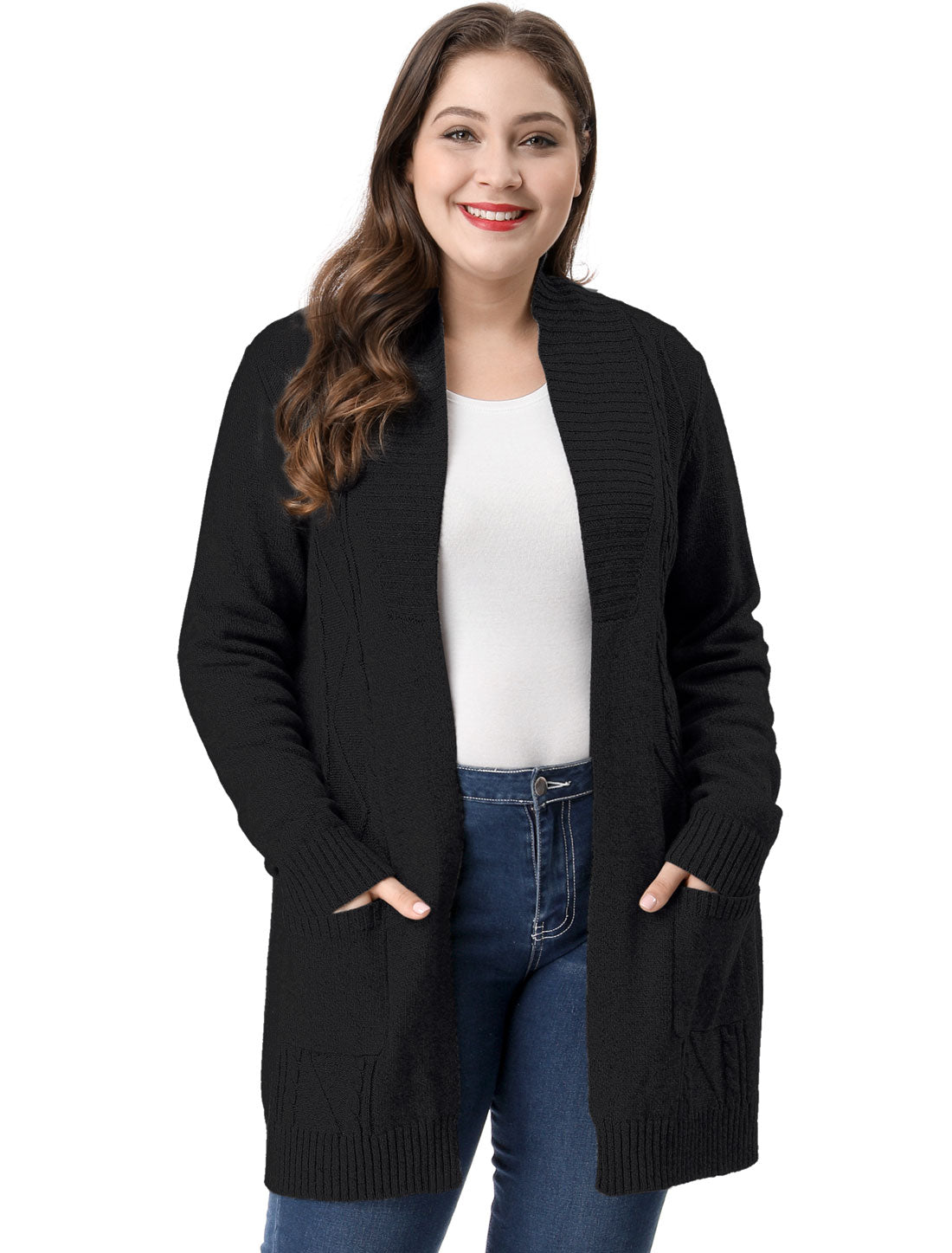Women's Plus Size Classic Cardigan Sweaters Long Sleeve with Pockets Lightweight Cardigans
