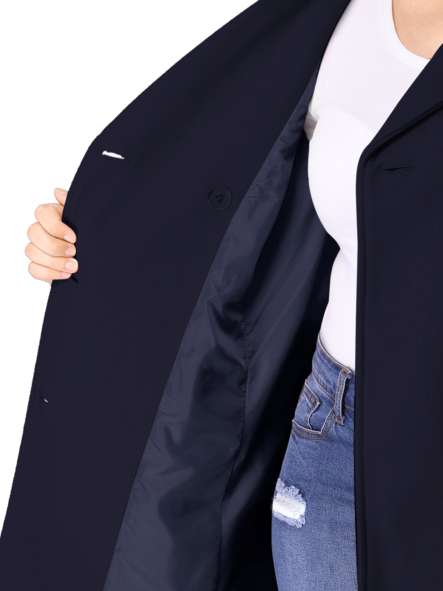 Women's Plus Size Notched Lapel Double Breasted Coat