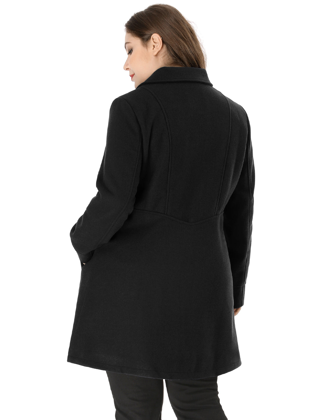 Women's Plus Size Coat A-Line Peter Pan Collar Double Breasted Fall Winter Peacoat