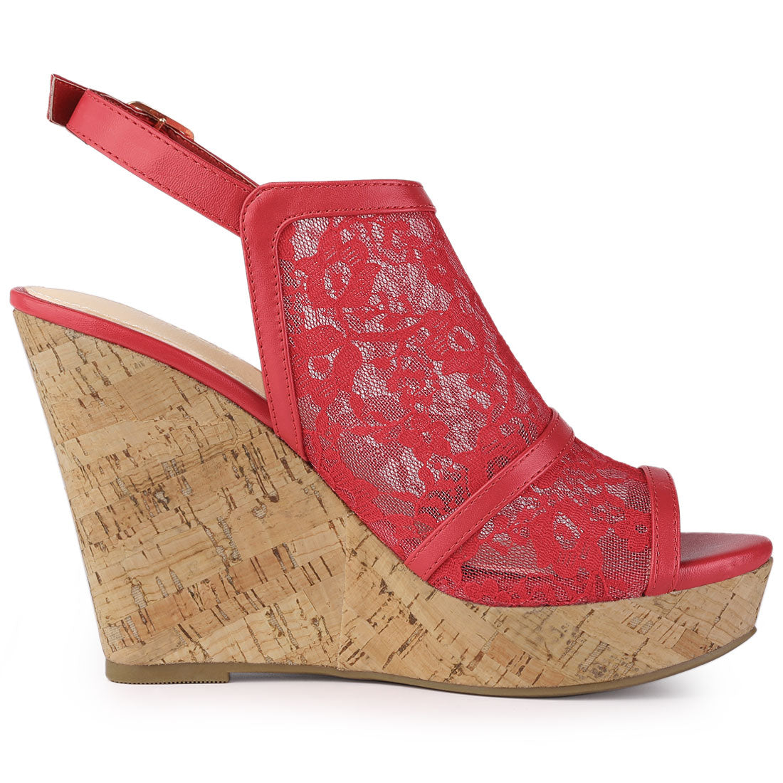 Women's Open Toe Platform Heels Lace Wedges Sandals