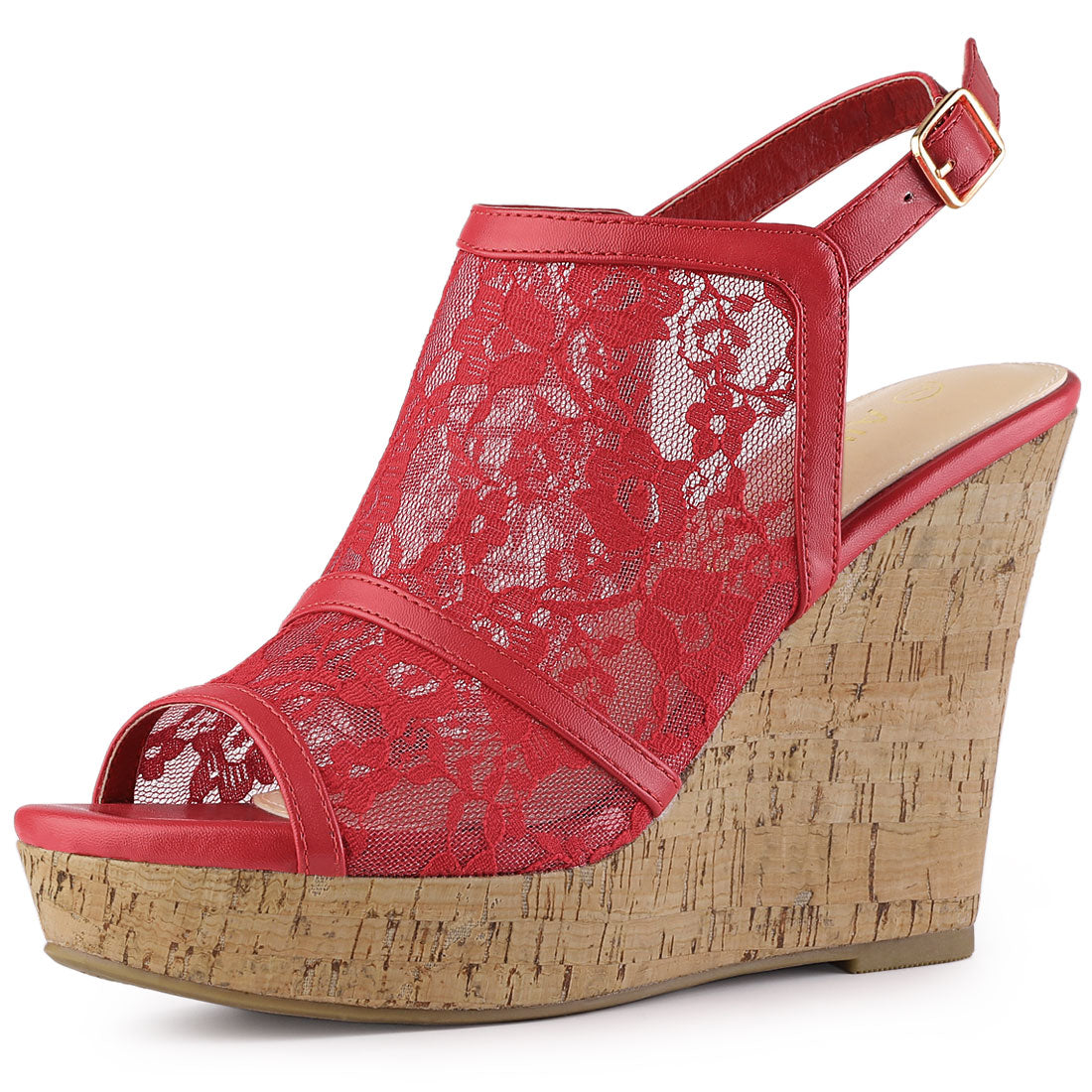 Women's Open Toe Platform Heels Lace Wedges Sandals