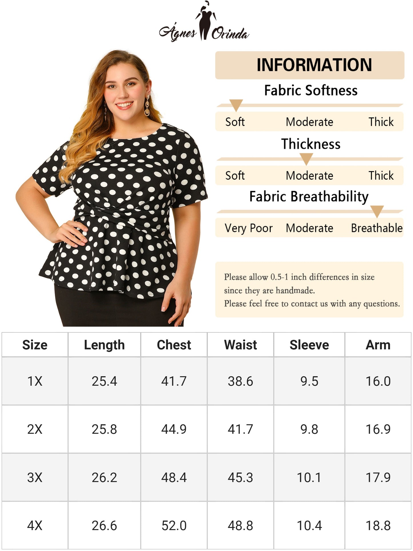 Women's Plus Size Short Sleeves Twisted Knot Front Peplum Top