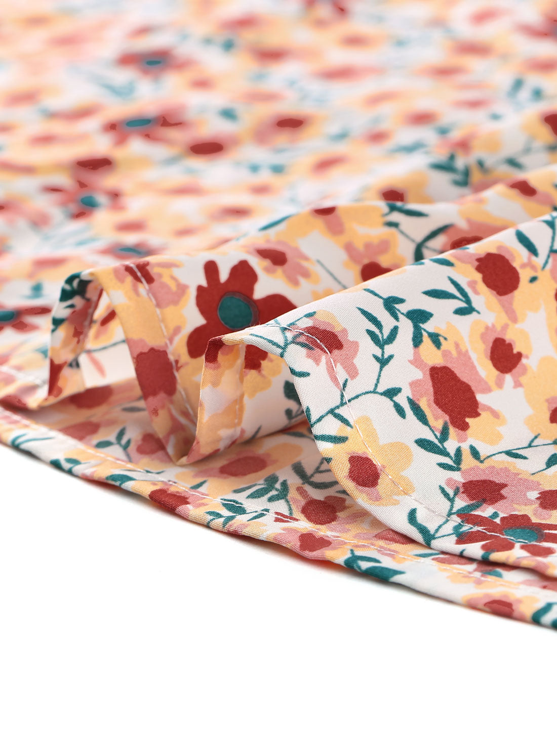 Women's Floral Blouse Puff Short Sleeve Peasant Top