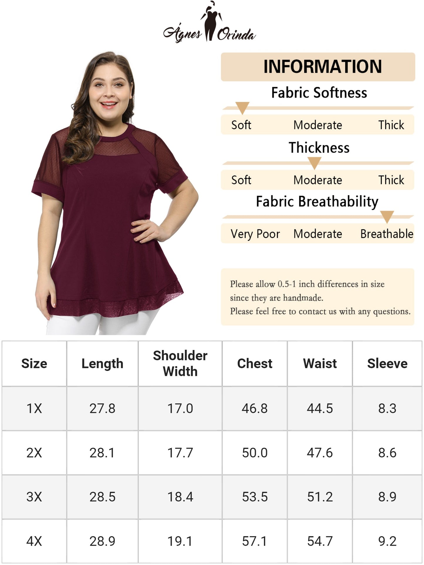Women's Plus Size Round Neck Peplum Short Sleeve Mesh Sheer Blouse Summer Top