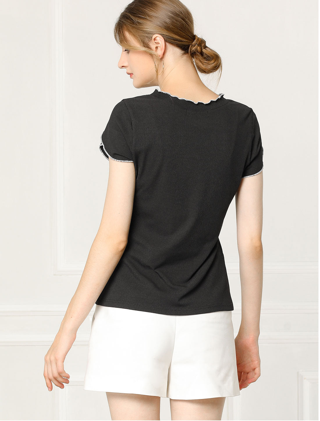 Women's Summer Tulip Sleeve Round Neck Knit Top