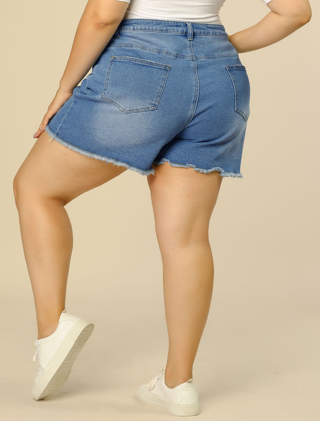 Women's High Waisted Ripped Stretchy Plus Size Denim Hot Short Summer Jean Shorts