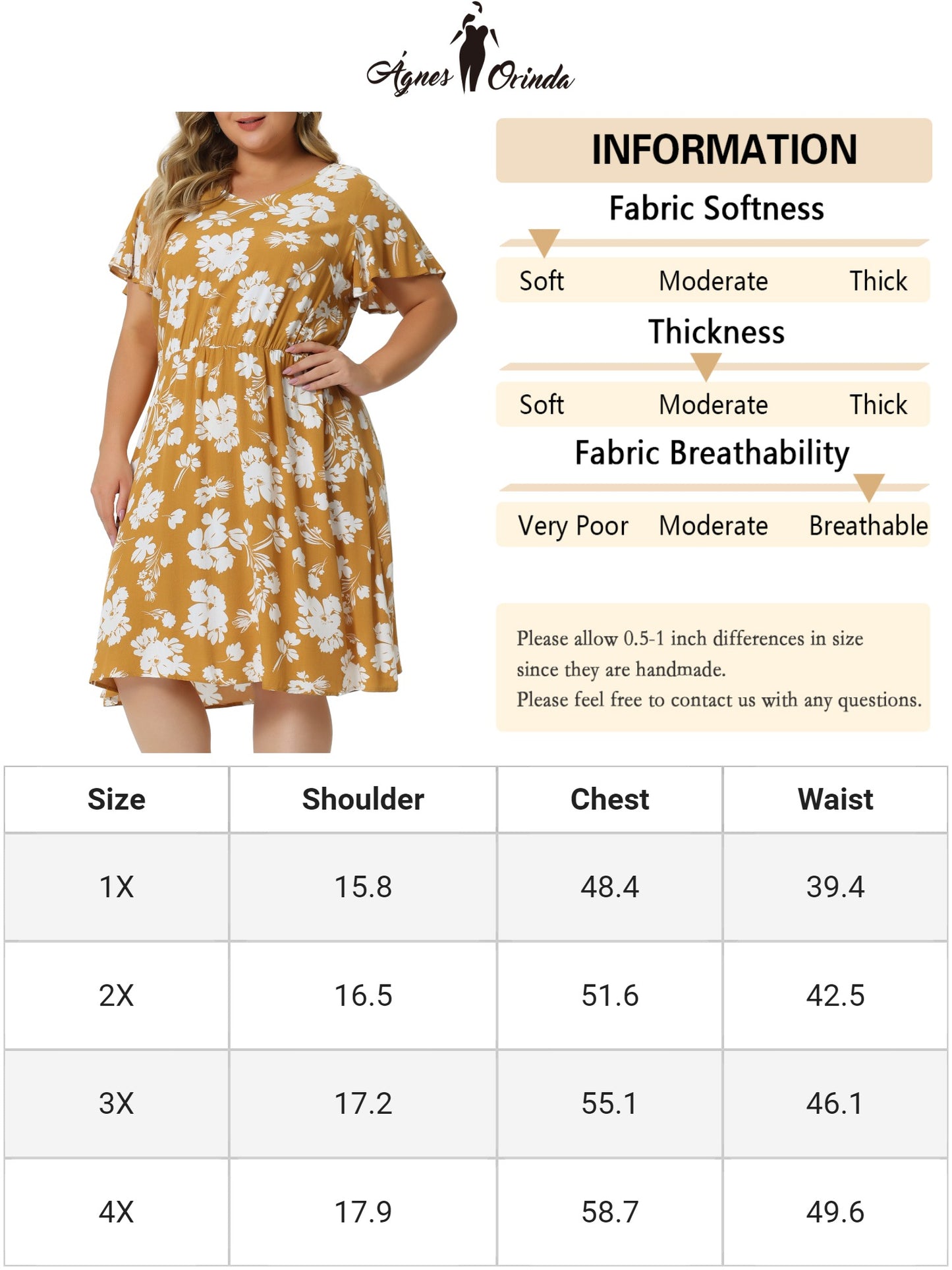Women Plus Size Summer V Neck Flare Sleeve Sundress Peplum Midi Ruffle Dress