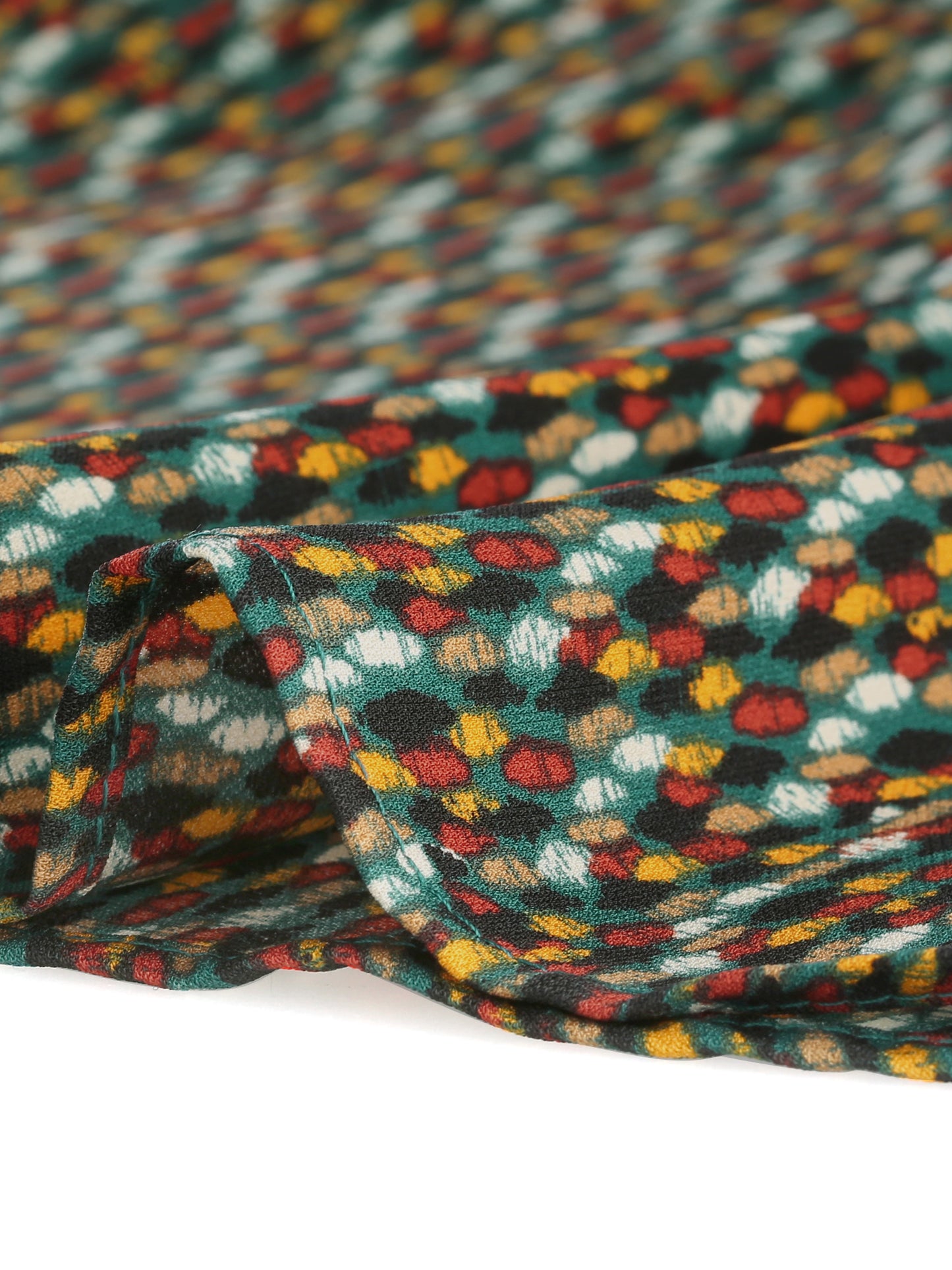 Women's Ruffle V Neck Geometric Print Puff Sleeve Top