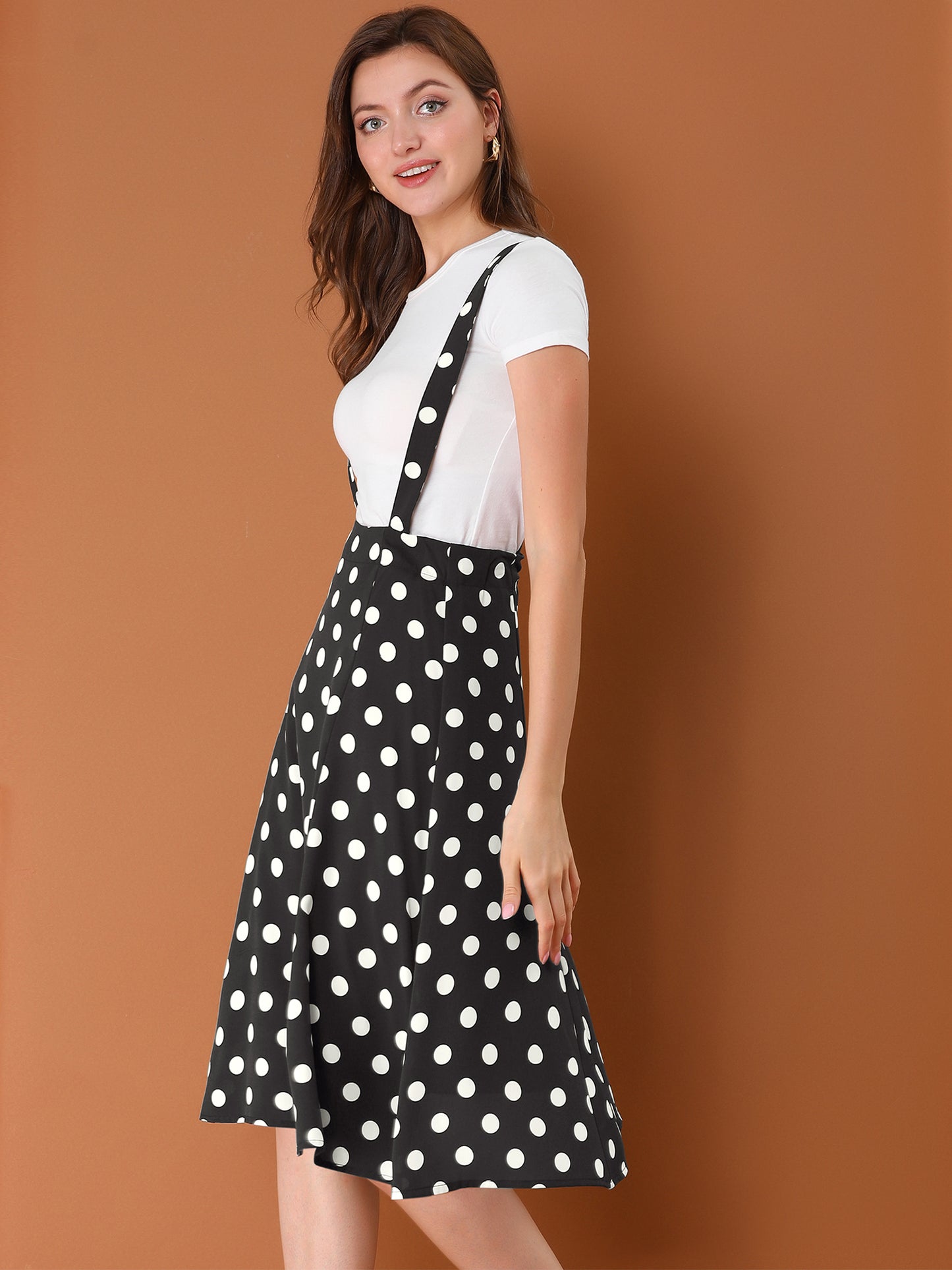 Falda midi holgada con lunares de los años 50 para mujer