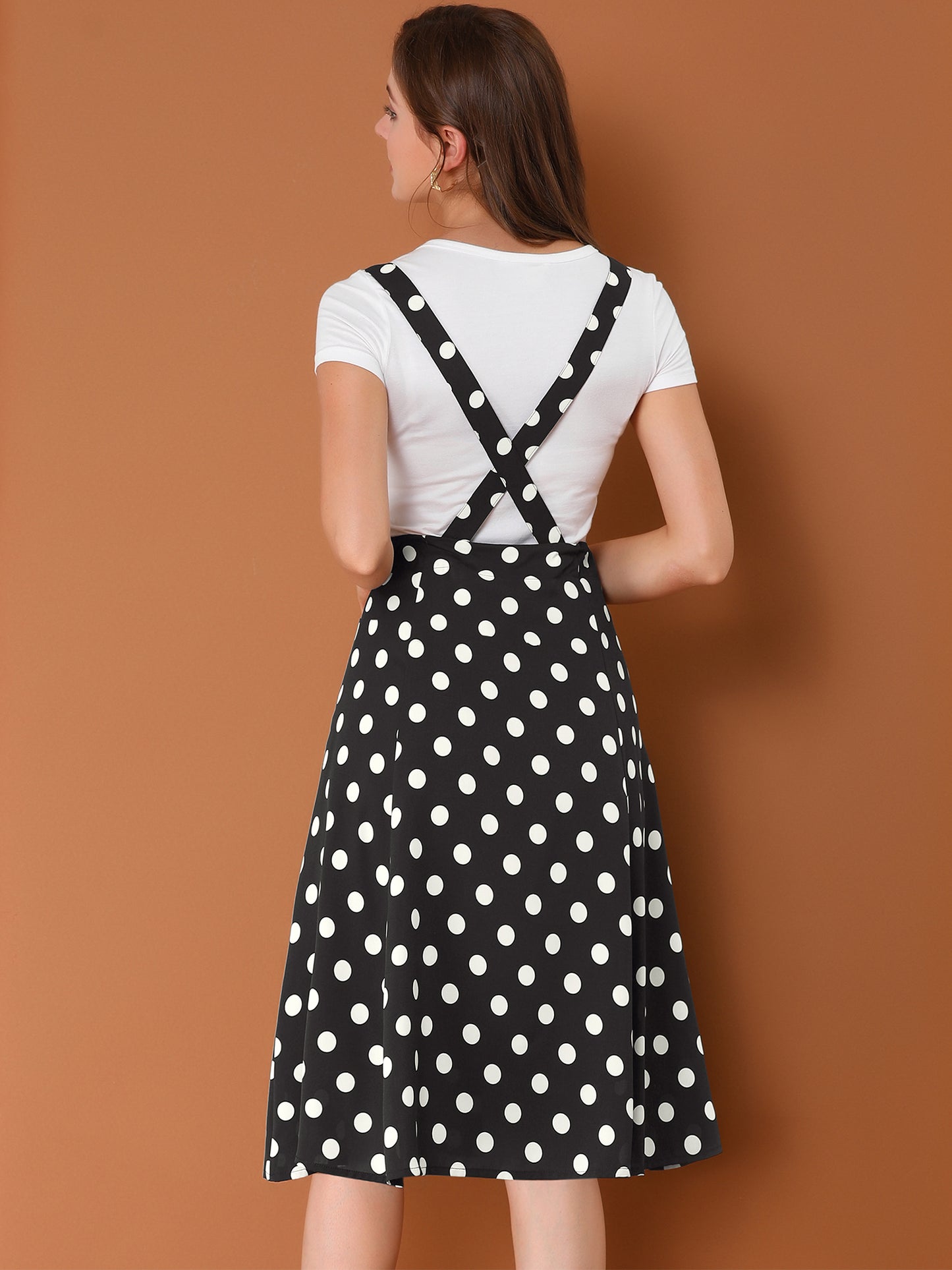 Falda midi holgada con lunares de los años 50 para mujer