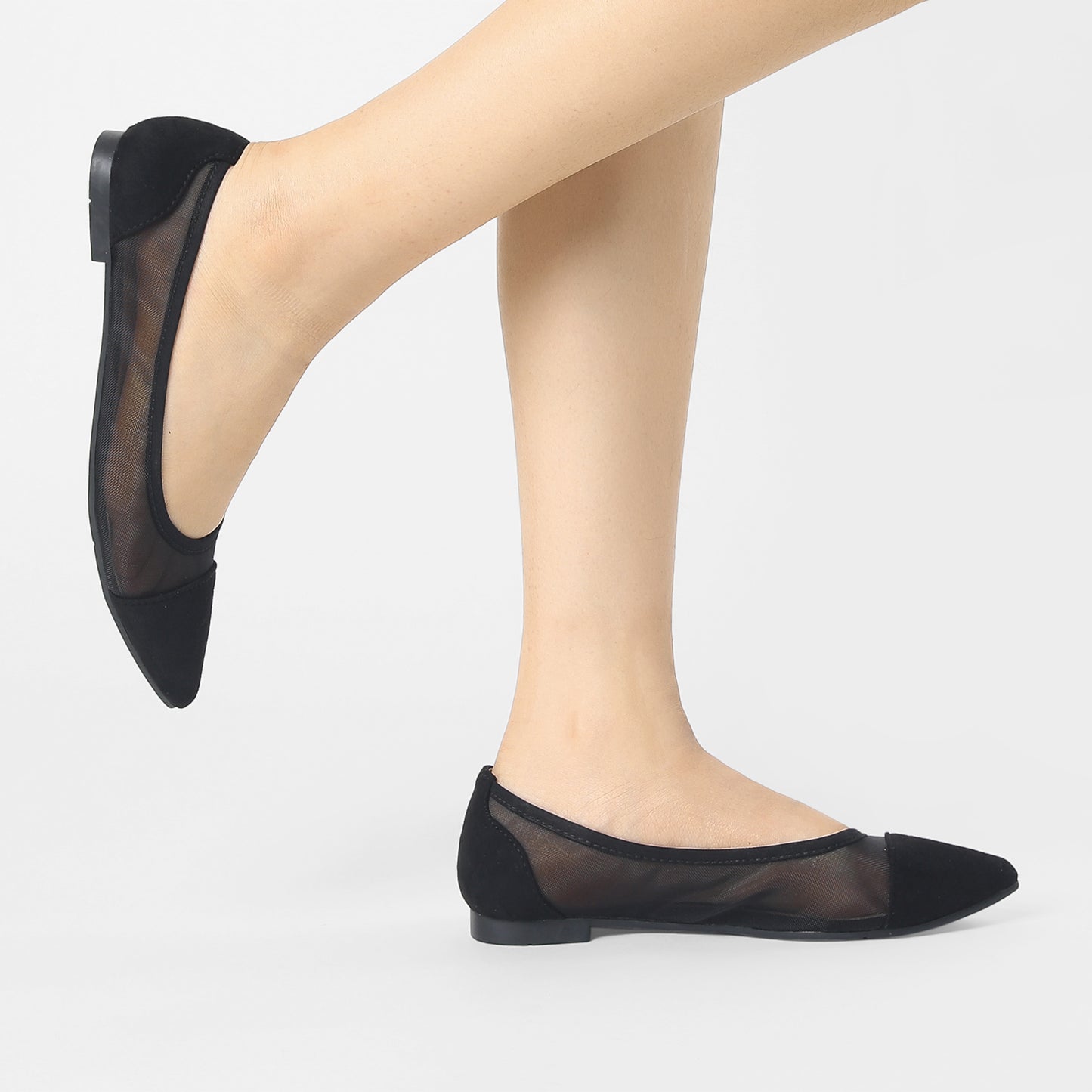 Zapatos planos de malla con punta puntiaguda para mujer