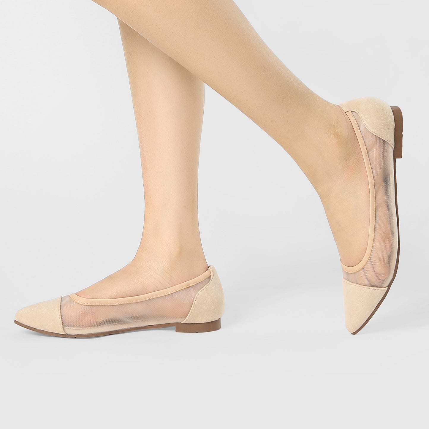 Zapatos planos de malla con punta puntiaguda para mujer