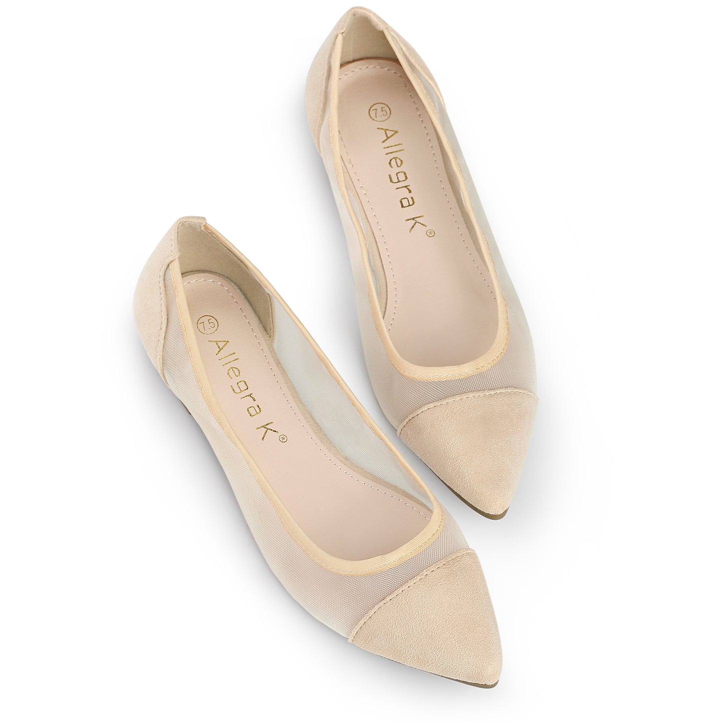 Zapatos planos de malla con punta puntiaguda para mujer