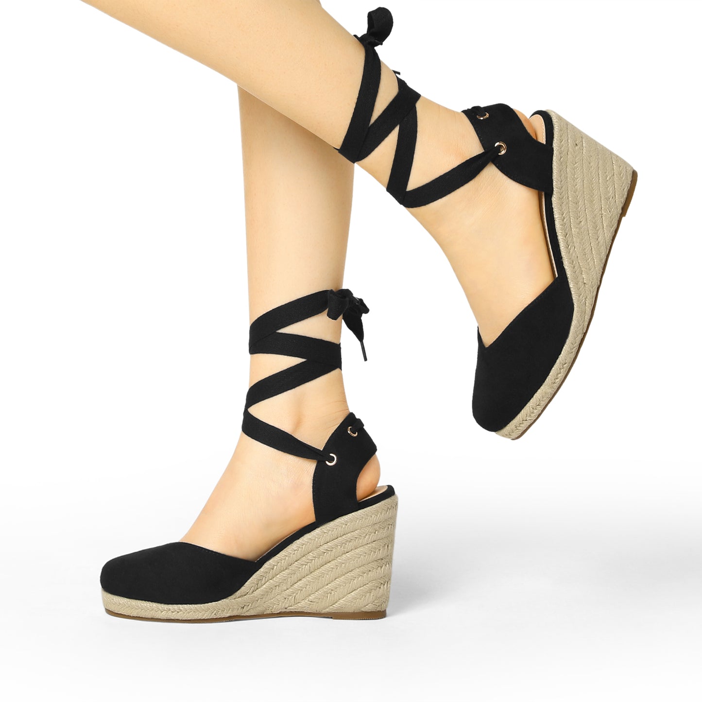 Sandalias de plataforma con cuña y cordones para mujer
