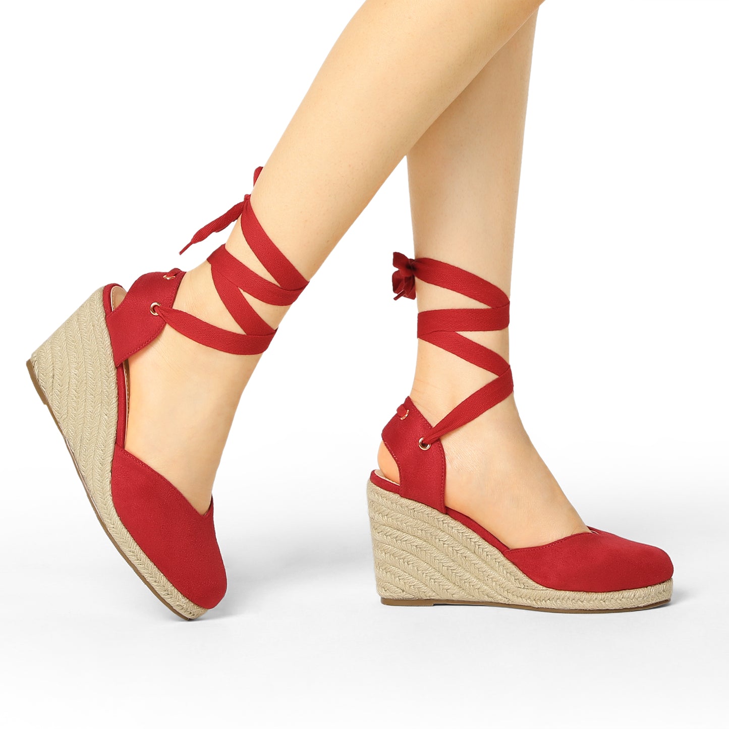 Sandalias de plataforma con cuña y cordones para mujer