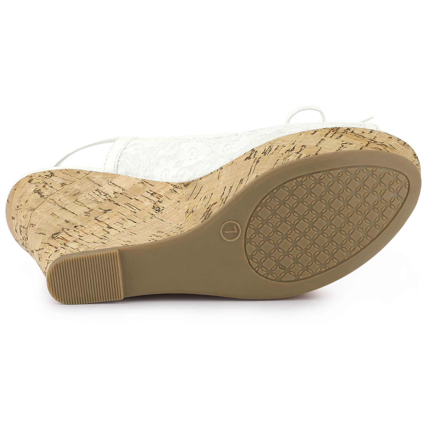Sandalias de cuña con plataforma y lazo de encaje para mujer color mostaza