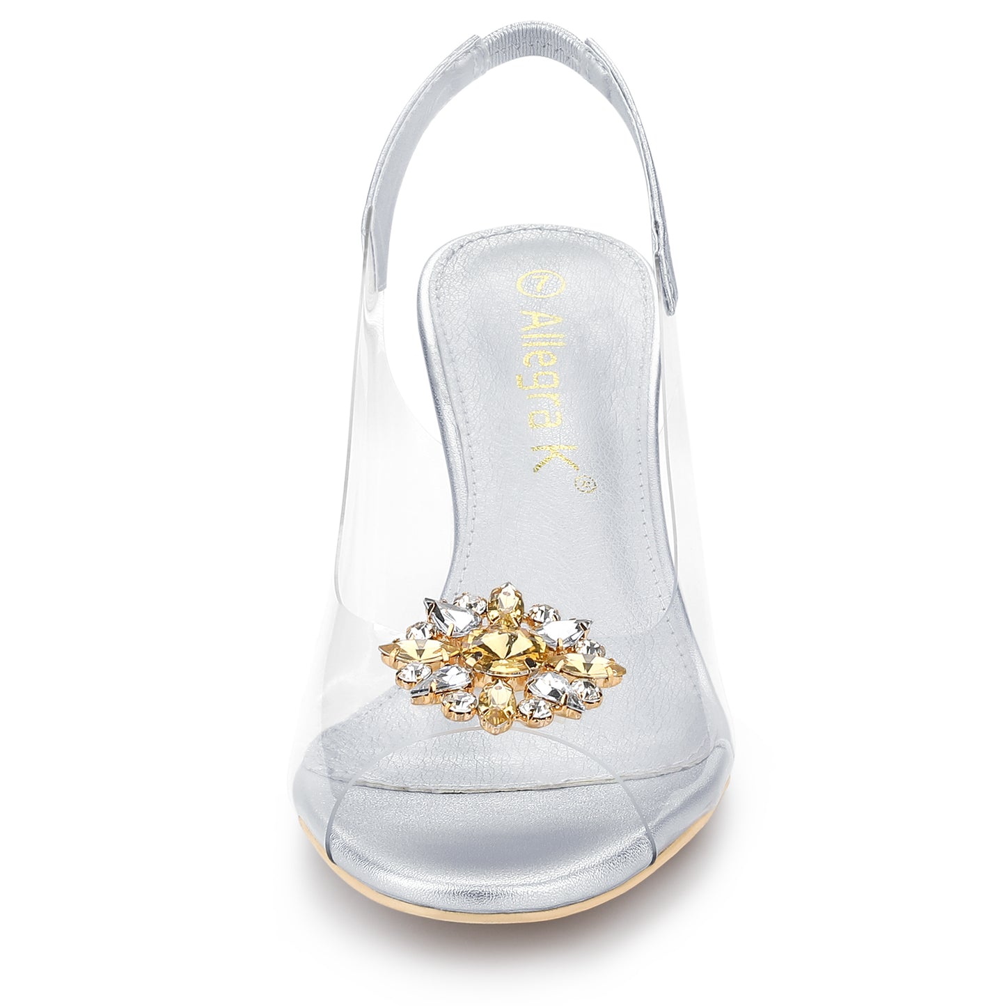Sandalias de mujer con punta abierta, tacones de cuña transparentes y diamantes de imitación