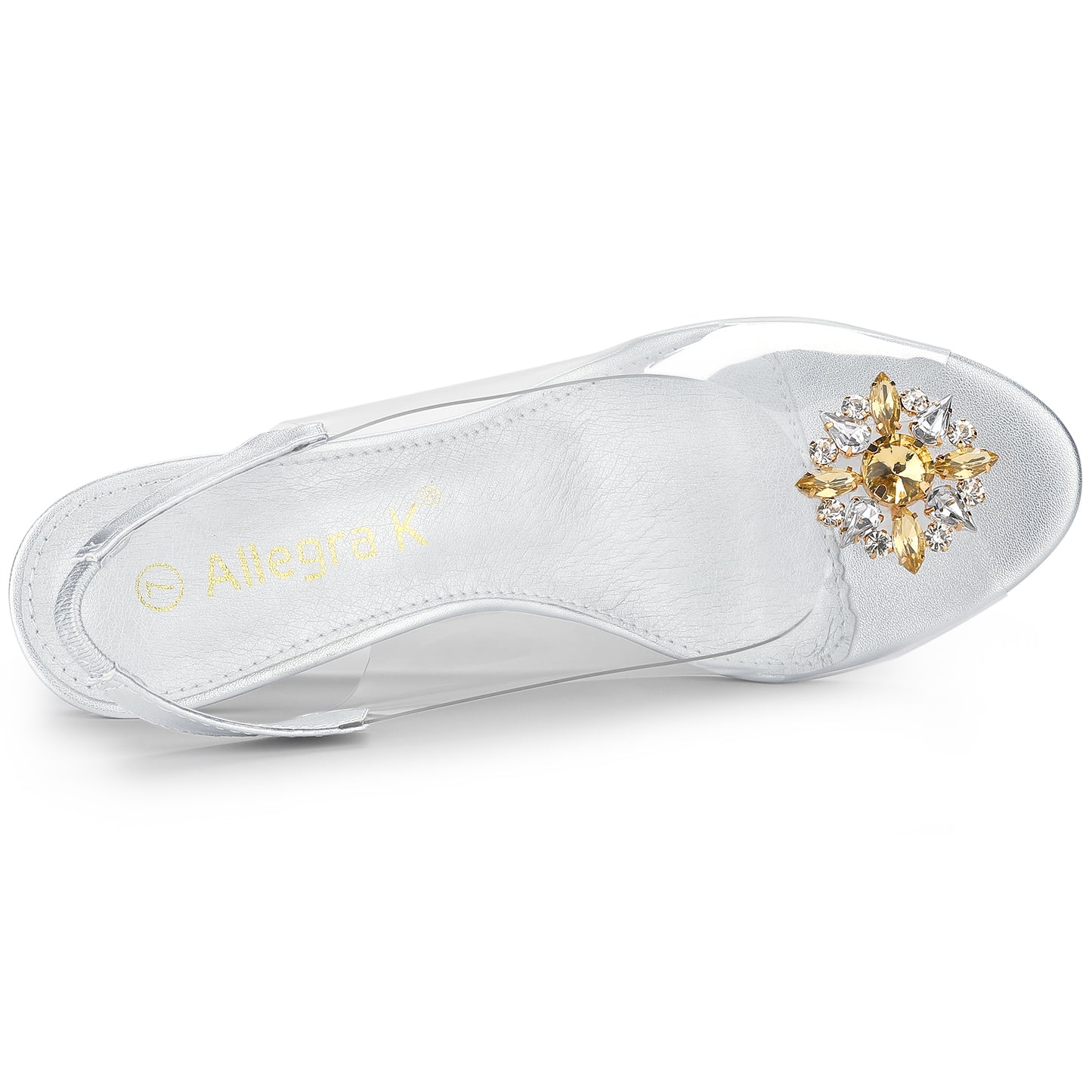 Sandalias de mujer con punta abierta, tacones de cuña transparentes y diamantes de imitación
