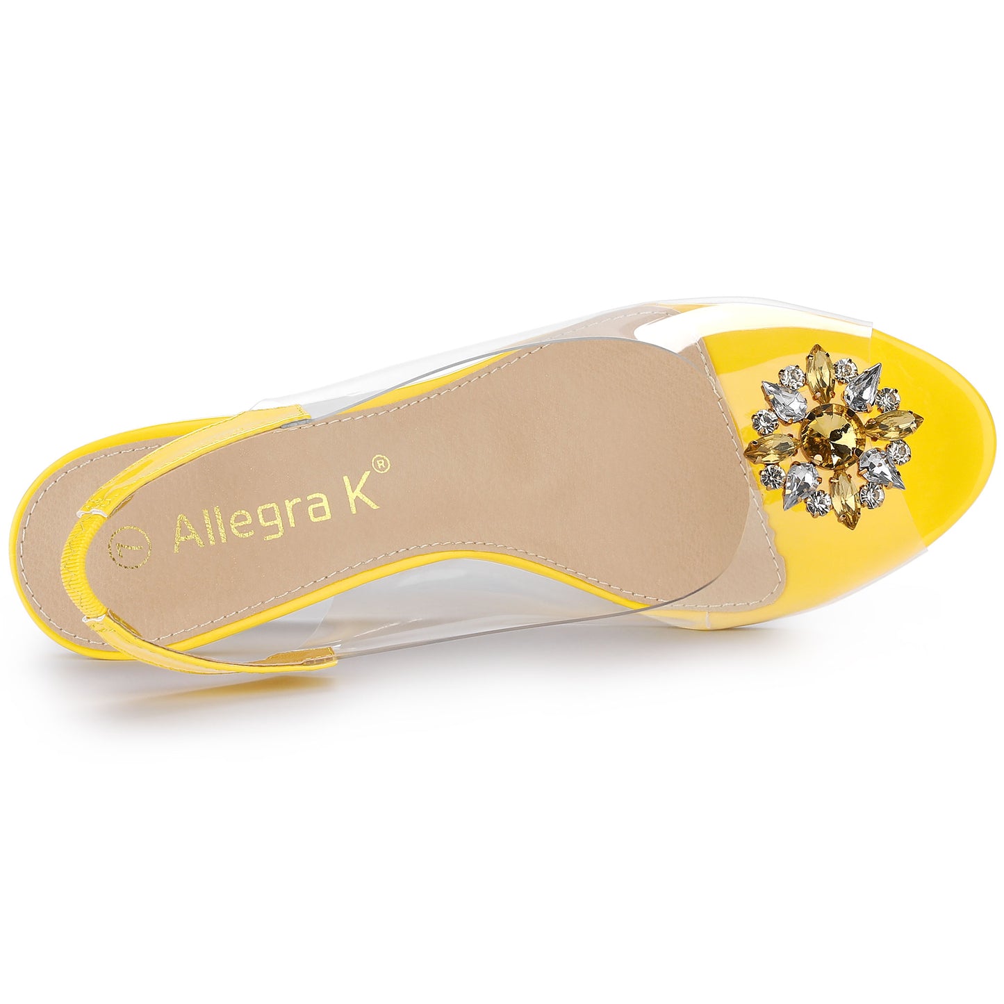 Women's Peep Toe Rhinestone Clear Wedges Heels Sandals
