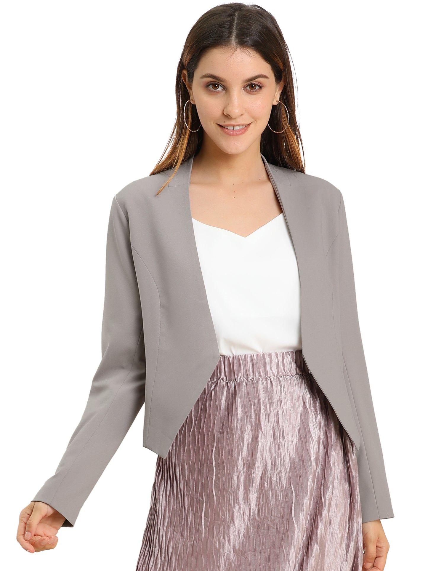Women's Business Casual Collarless Cropped Blazer Jacket