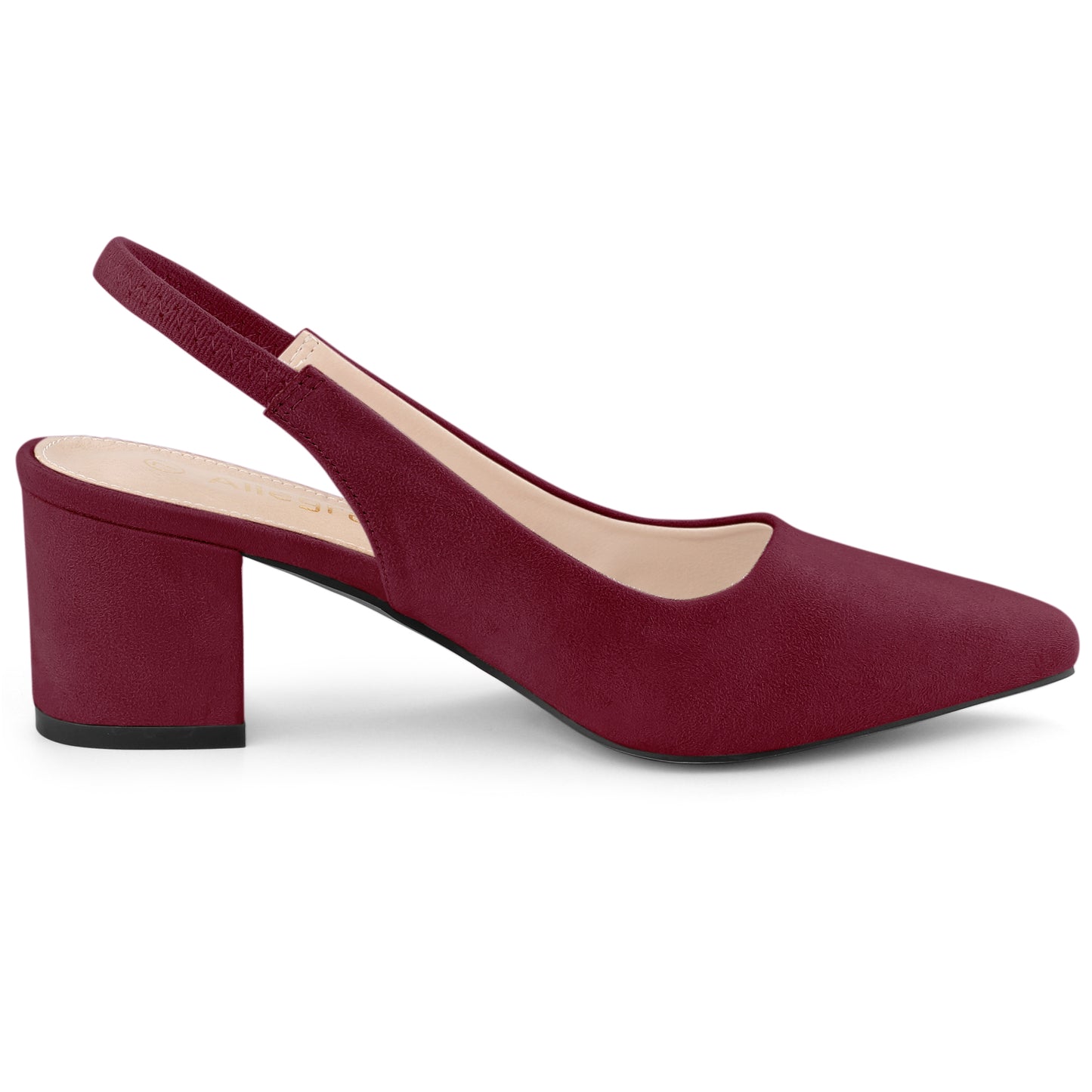 Zapatos de tacón de bloque con punta puntiaguda para mujer