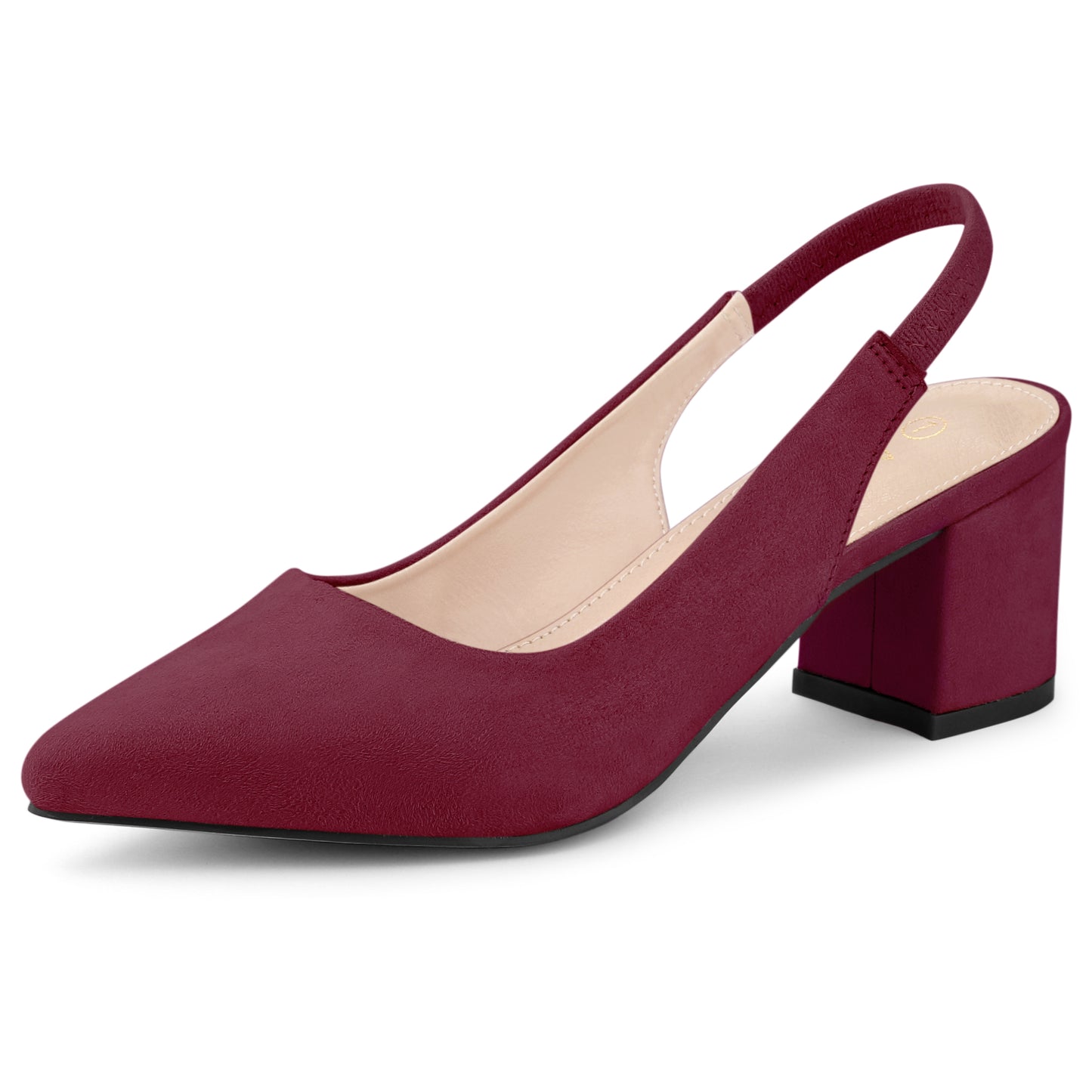 Zapatos de tacón de bloque con punta puntiaguda para mujer