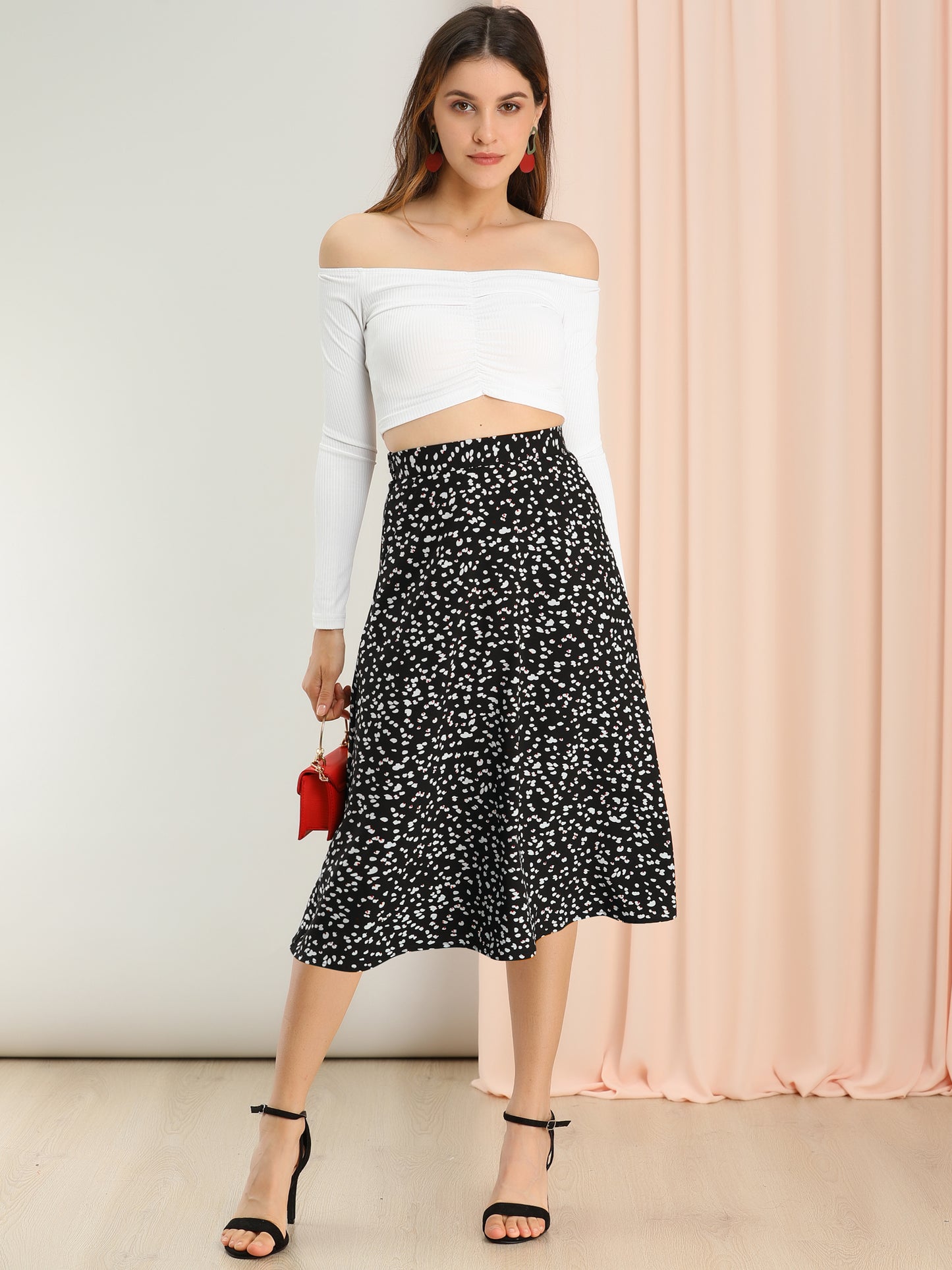 Women's A-Line Midi Skirt Floral Print Chiffon Summer Skirts