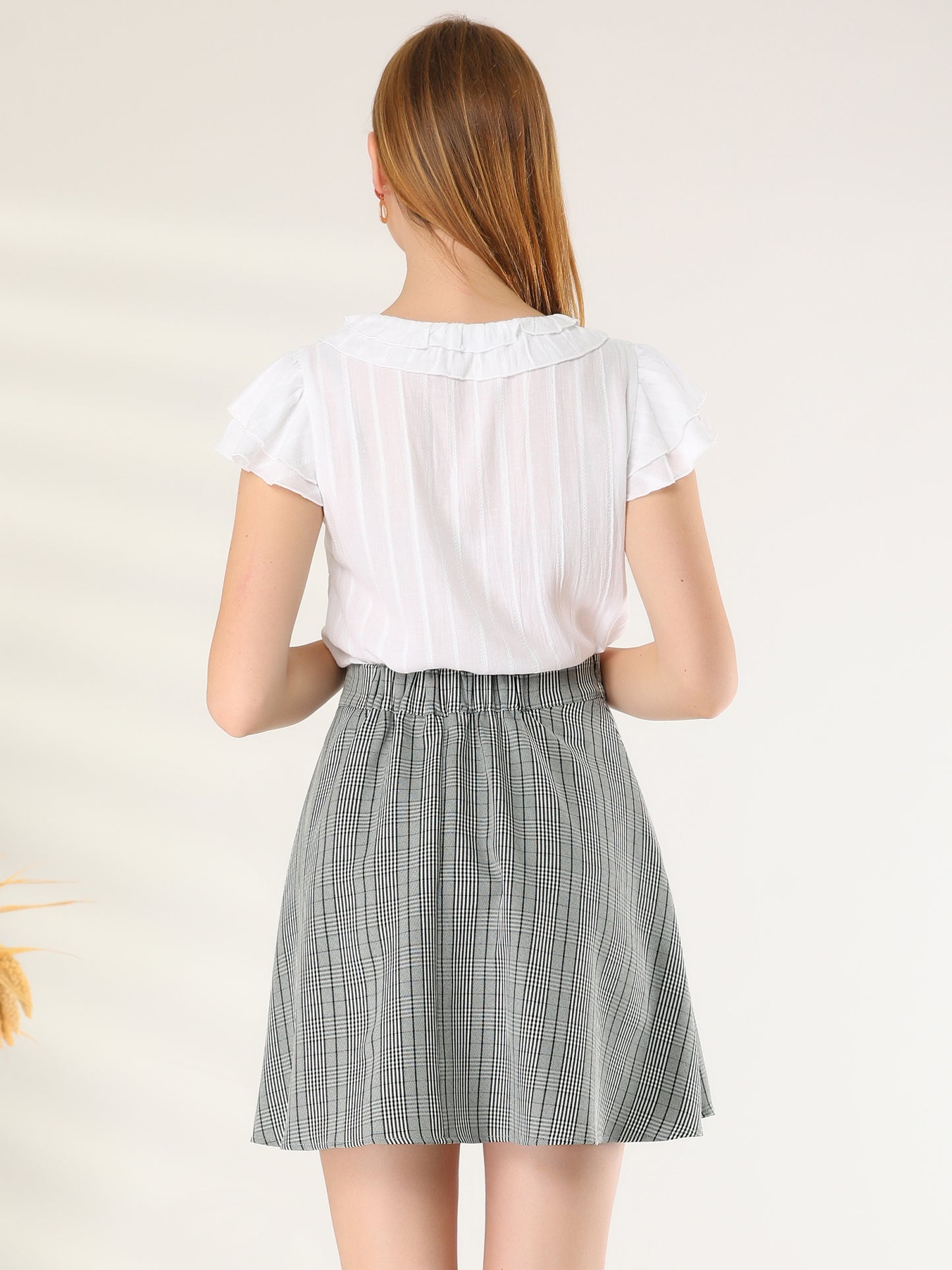 Women's Plaid Pleated Skirt Check A Line High Waist Work Mini Skirt