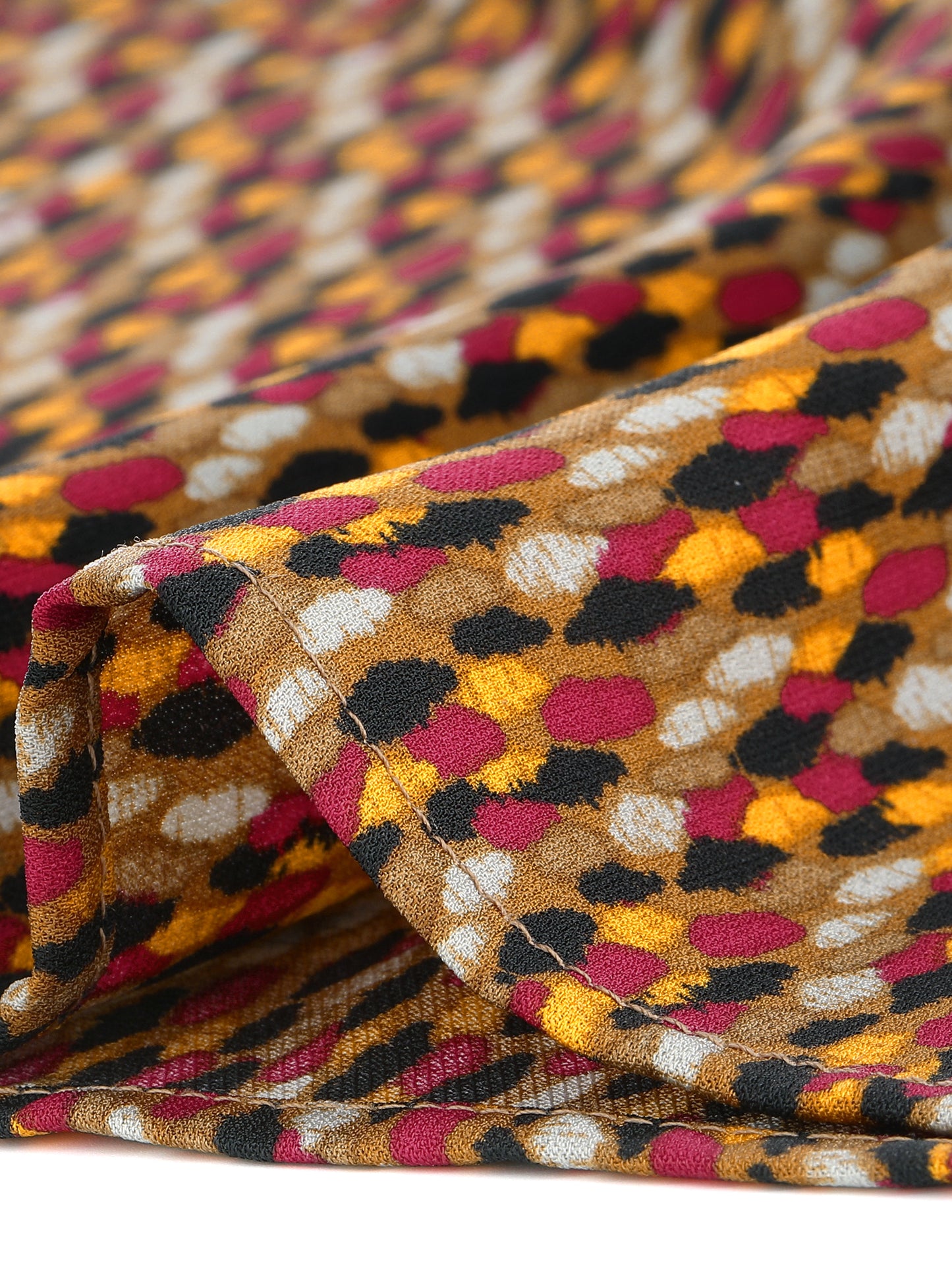 Women's Puff Long Sleeve Round Neck Puffy Chiffon Blouse Top