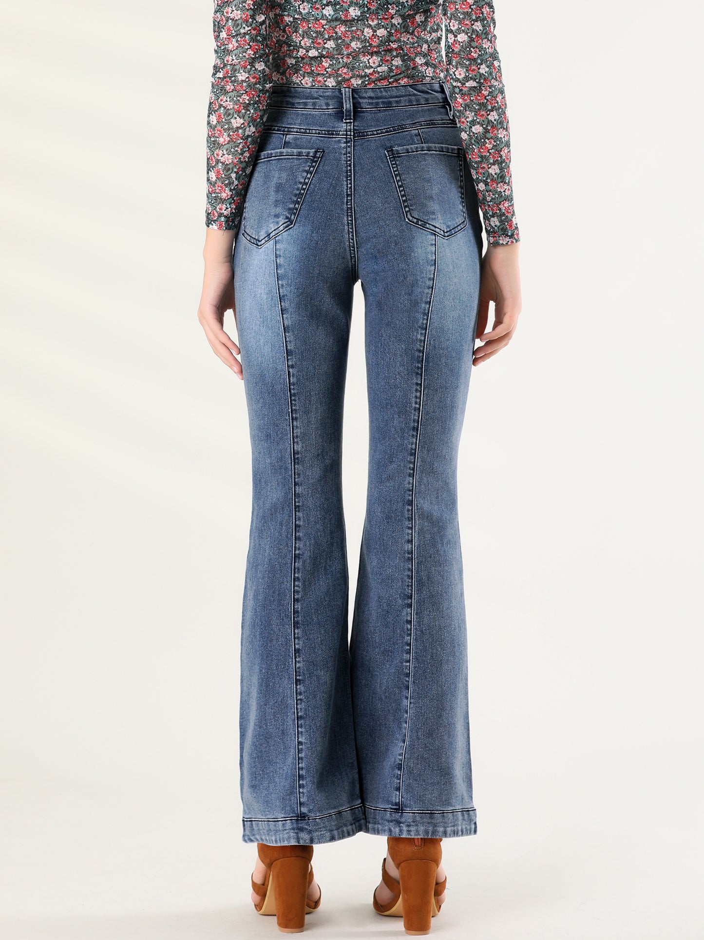 Pantalones vaqueros acampanados de cintura alta para mujer, pantalones vaqueros elásticos retro de mezclilla, pantalones vaqueros de campana