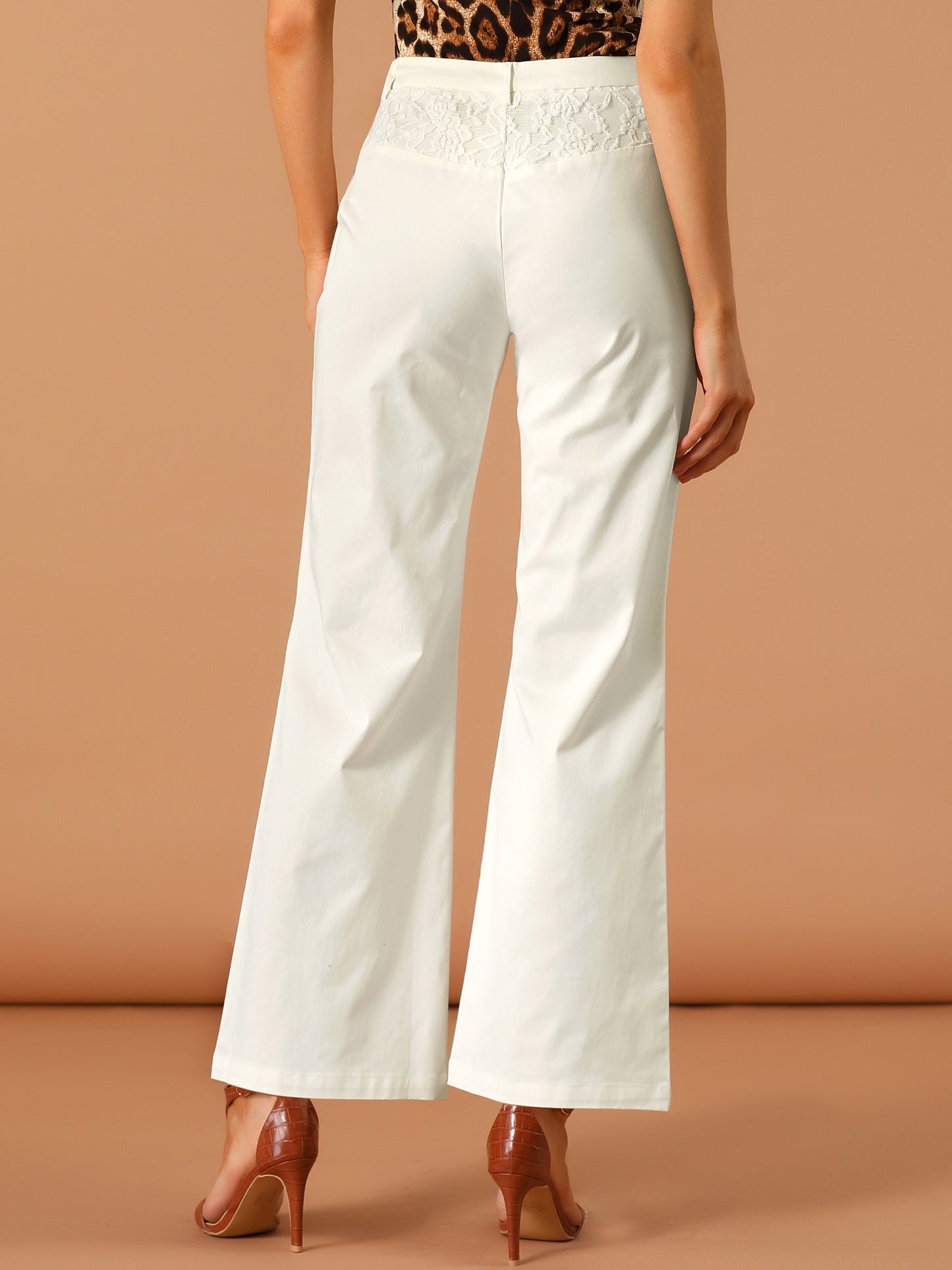 Pantalones largos acampanados de cintura alta para mujer, elegantes pantalones de trabajo