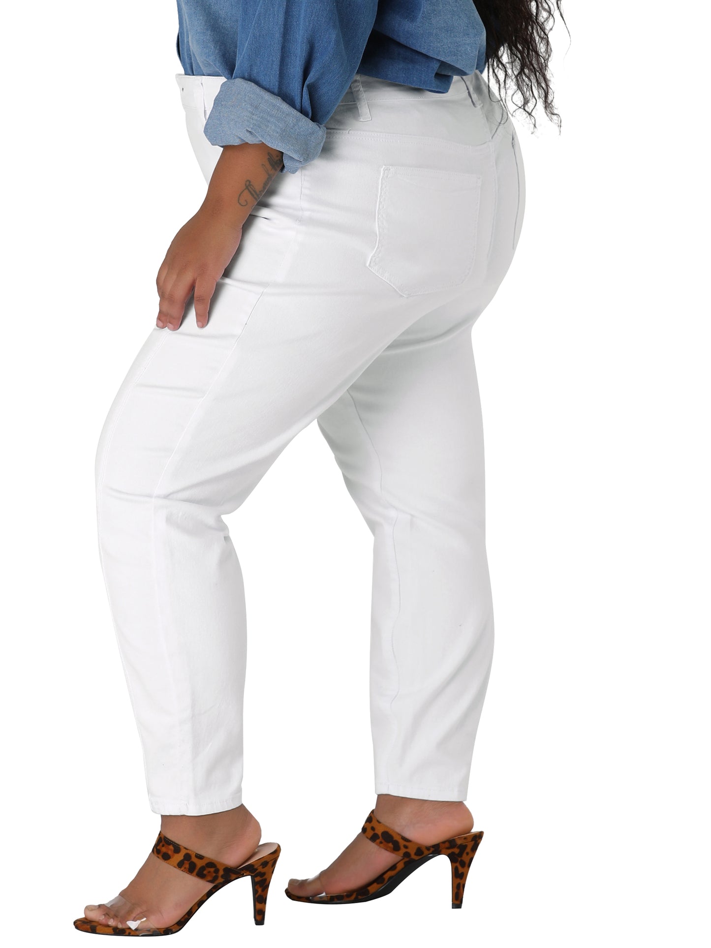 Women's Plus Size Jeans Mid Rise Stretch Washed Skinny Jeans Casual Denim Jeggings