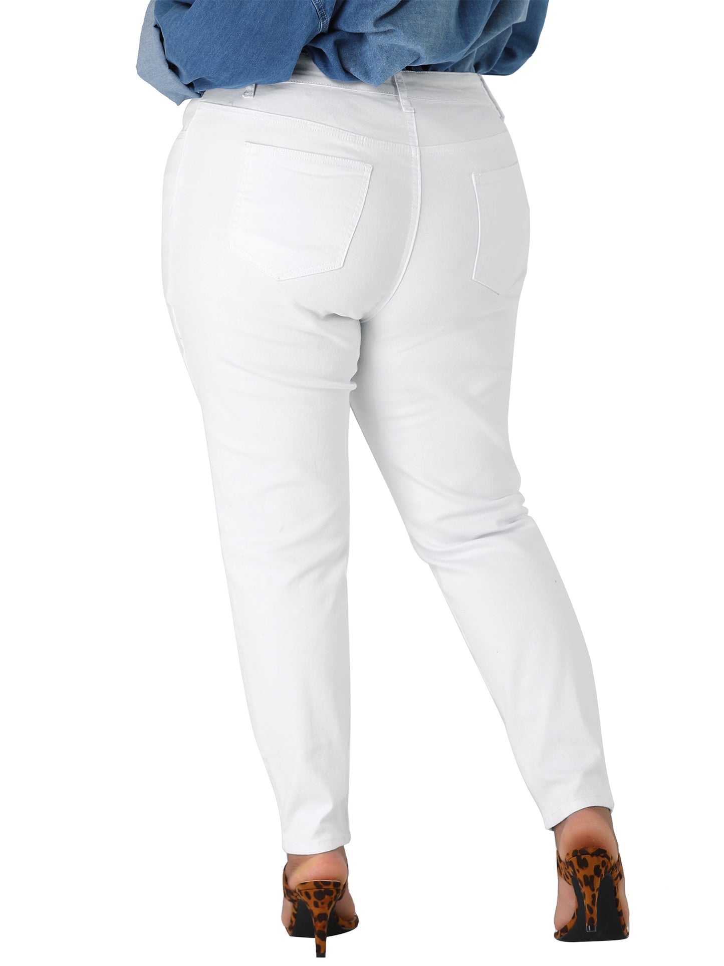 Women's Plus Size Jeans Mid Rise Stretch Washed Skinny Jeans Casual Denim Jeggings