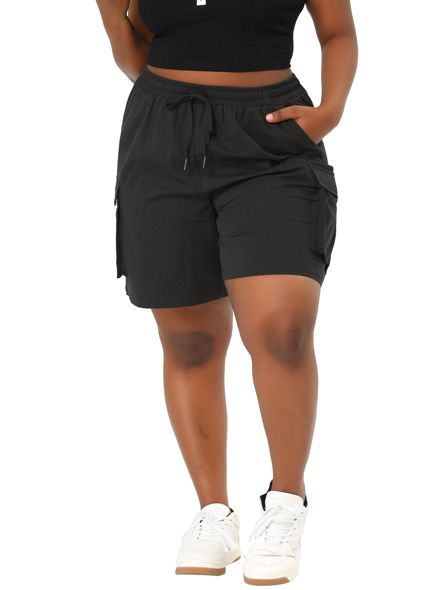 Pantalones cortos cargo de senderismo para mujer, de talla grande, ligeros, deportivos, para correr, de verano, con bolsillos