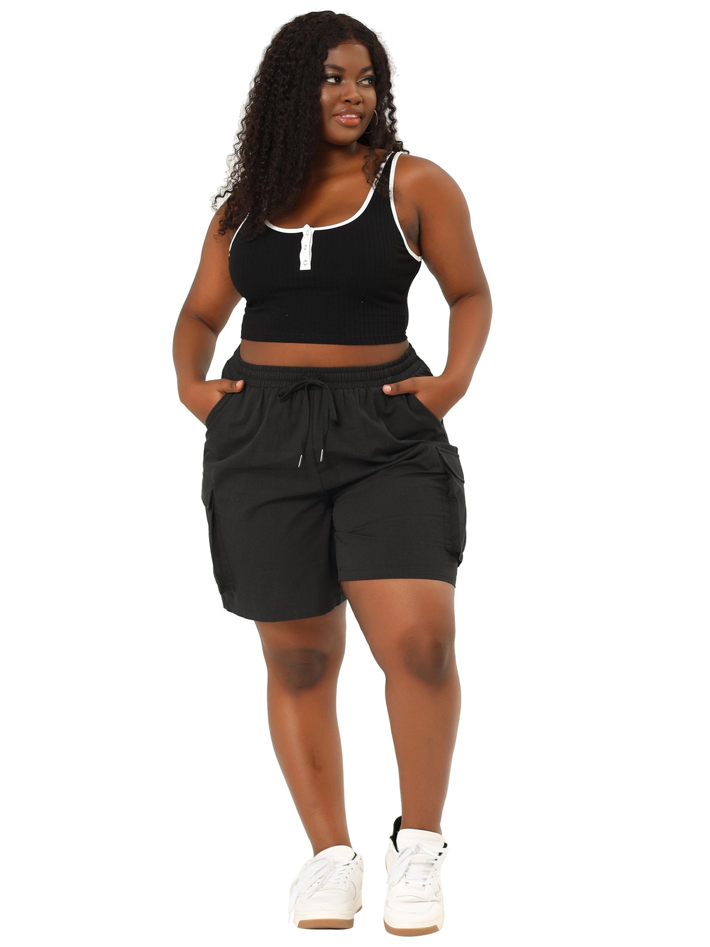 Pantalones cortos cargo de senderismo para mujer, de talla grande, ligeros, deportivos, para correr, de verano, con bolsillos