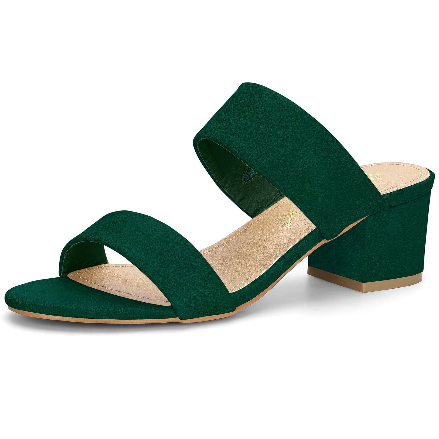 Women's Block Heel Dual Straps Slides Sandals